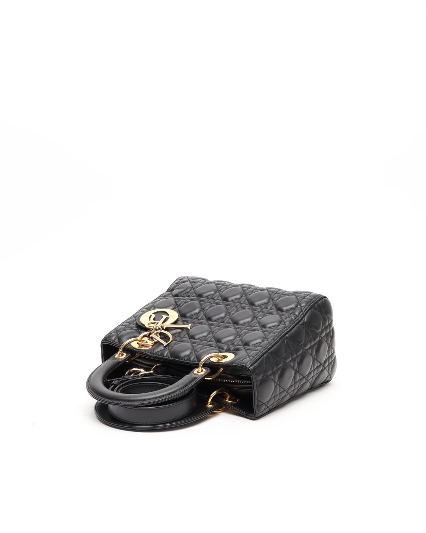 Dior Christian Medium Lady Bag In Black