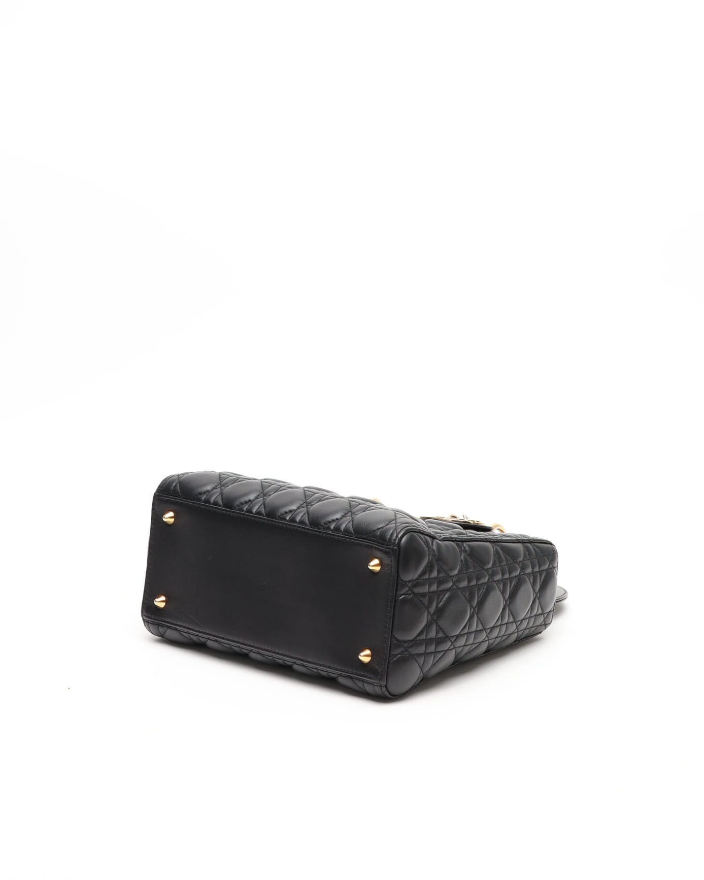 Dior Christian Medium Lady Bag In Black
