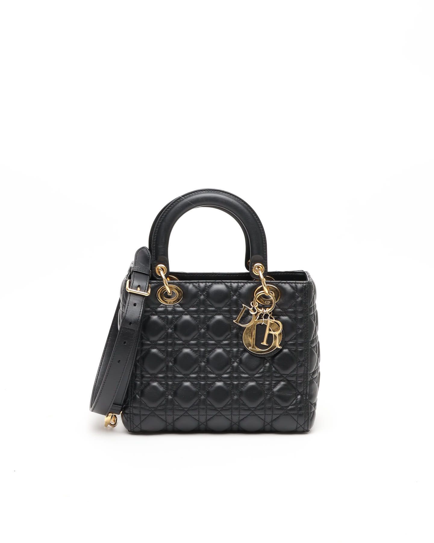 Dior Christian Medium Lady Bag In Black