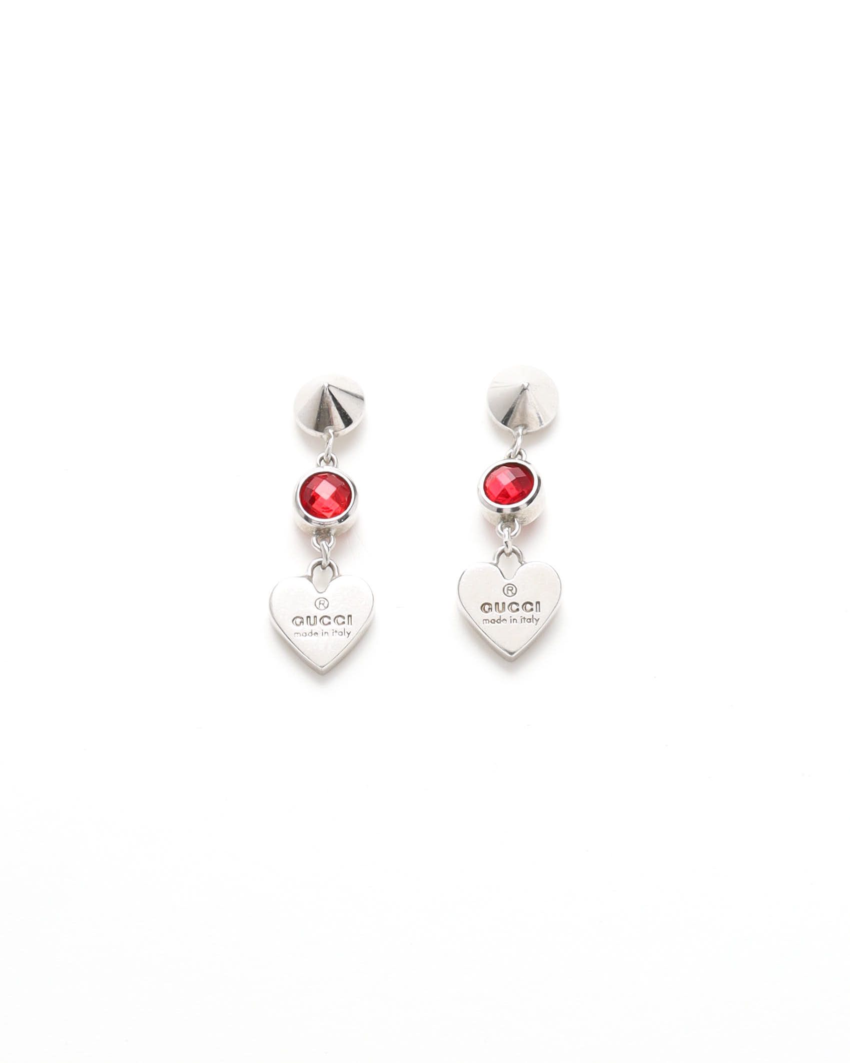 Gucci Dangling Silver Heart Earrings In Silver