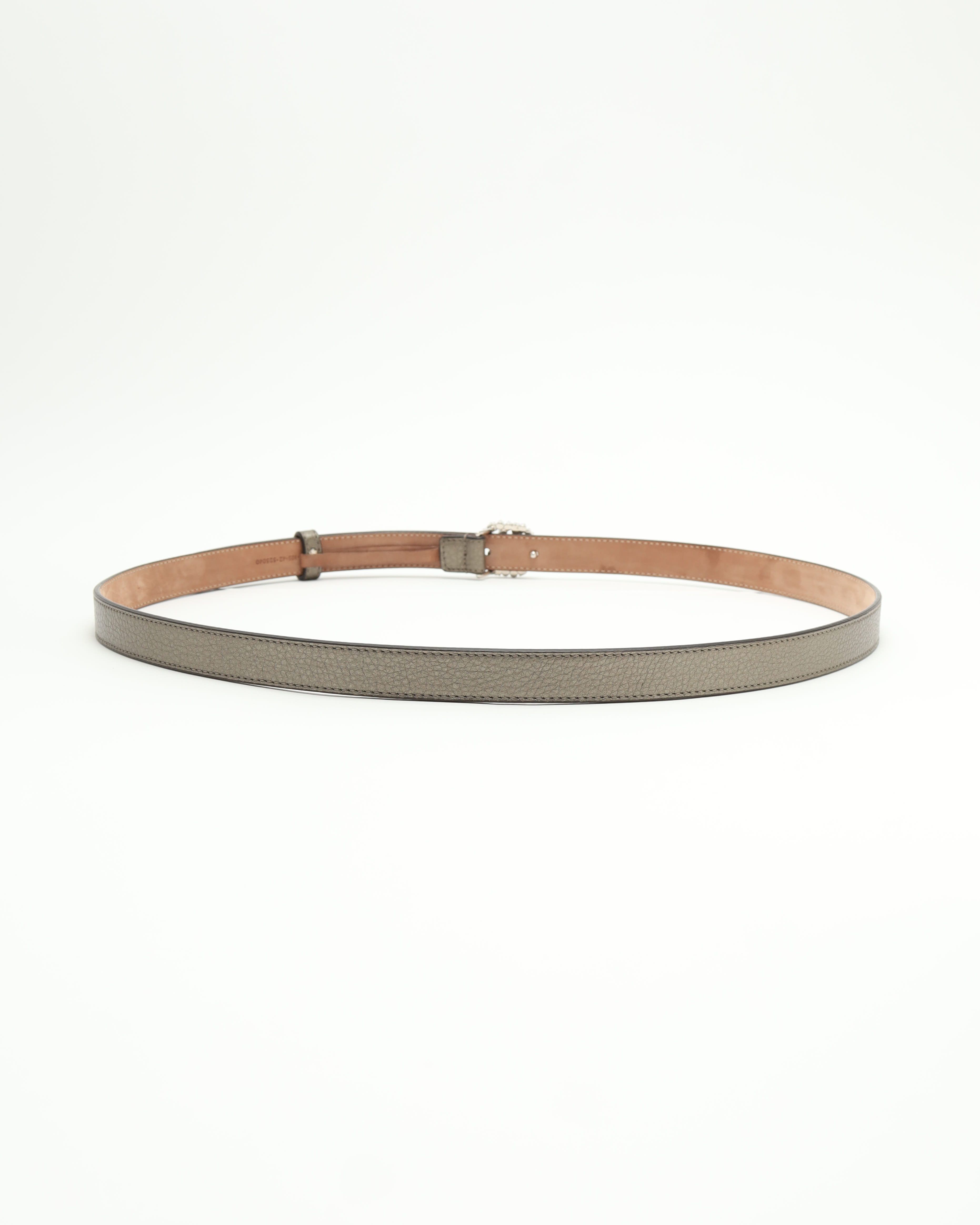 Gucci Crystal Interlocking Belt In Gray