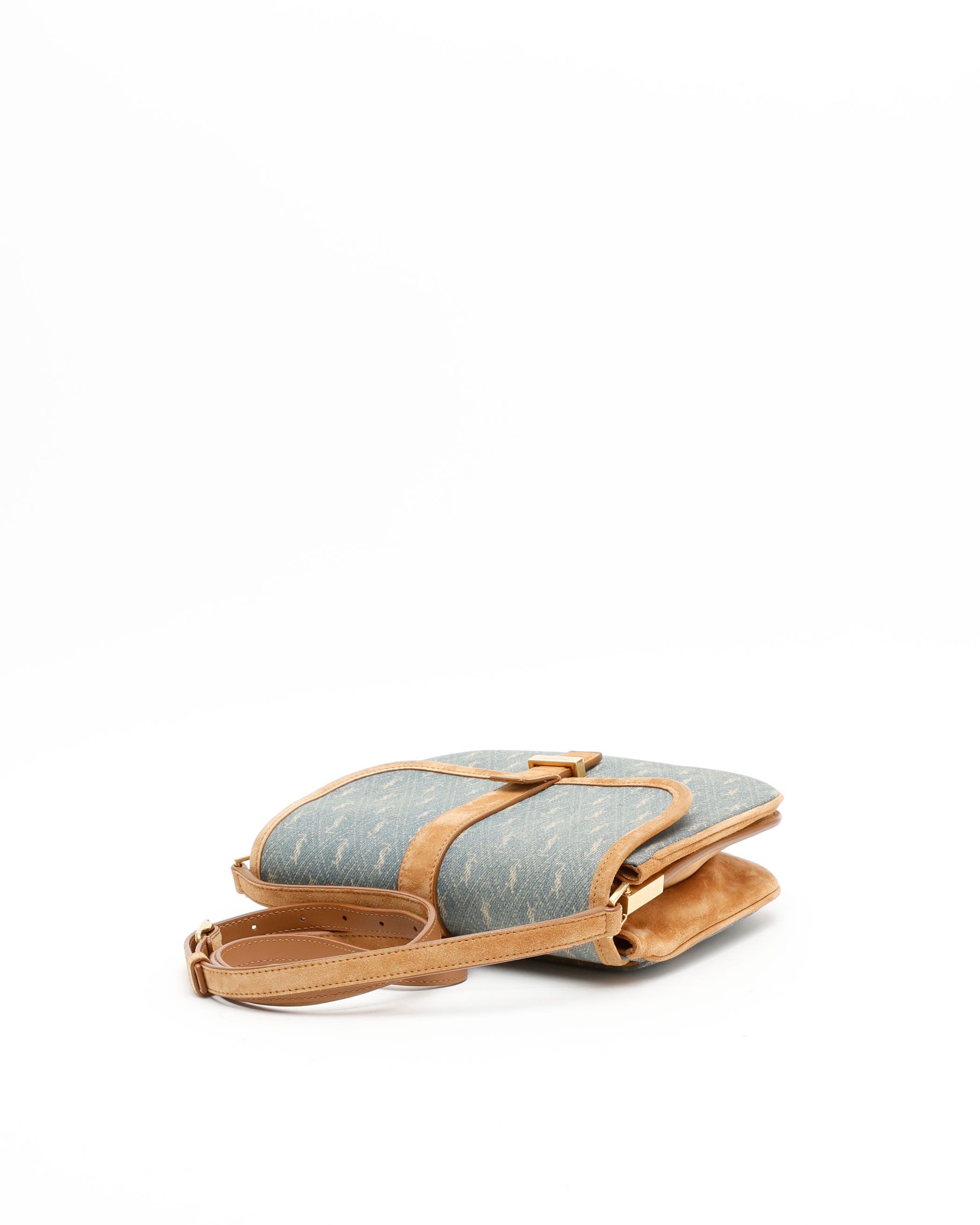 Saint Laurent Monogram Denim Crossbody Bag In Multi