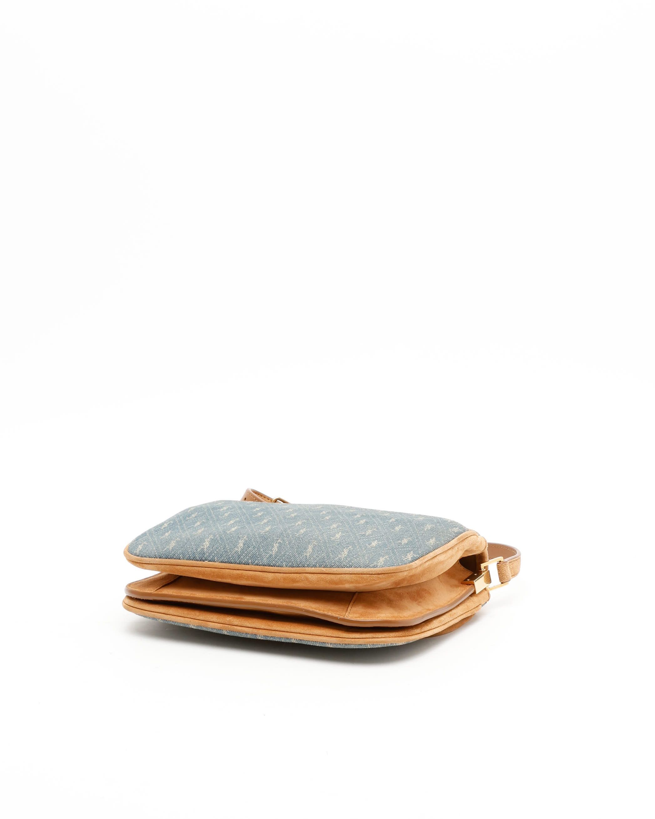 Saint Laurent Monogram Denim Crossbody Bag In Multi