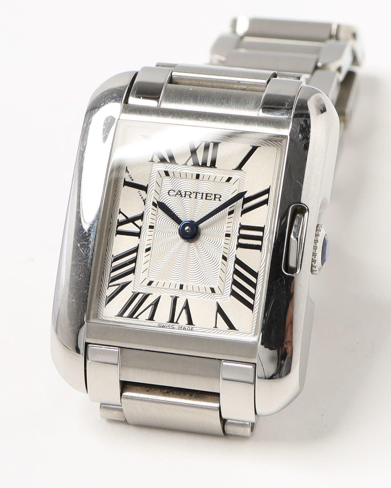 Cartier Tank Anglaise 23mm Ref 3485 Full Set Watch In Silver