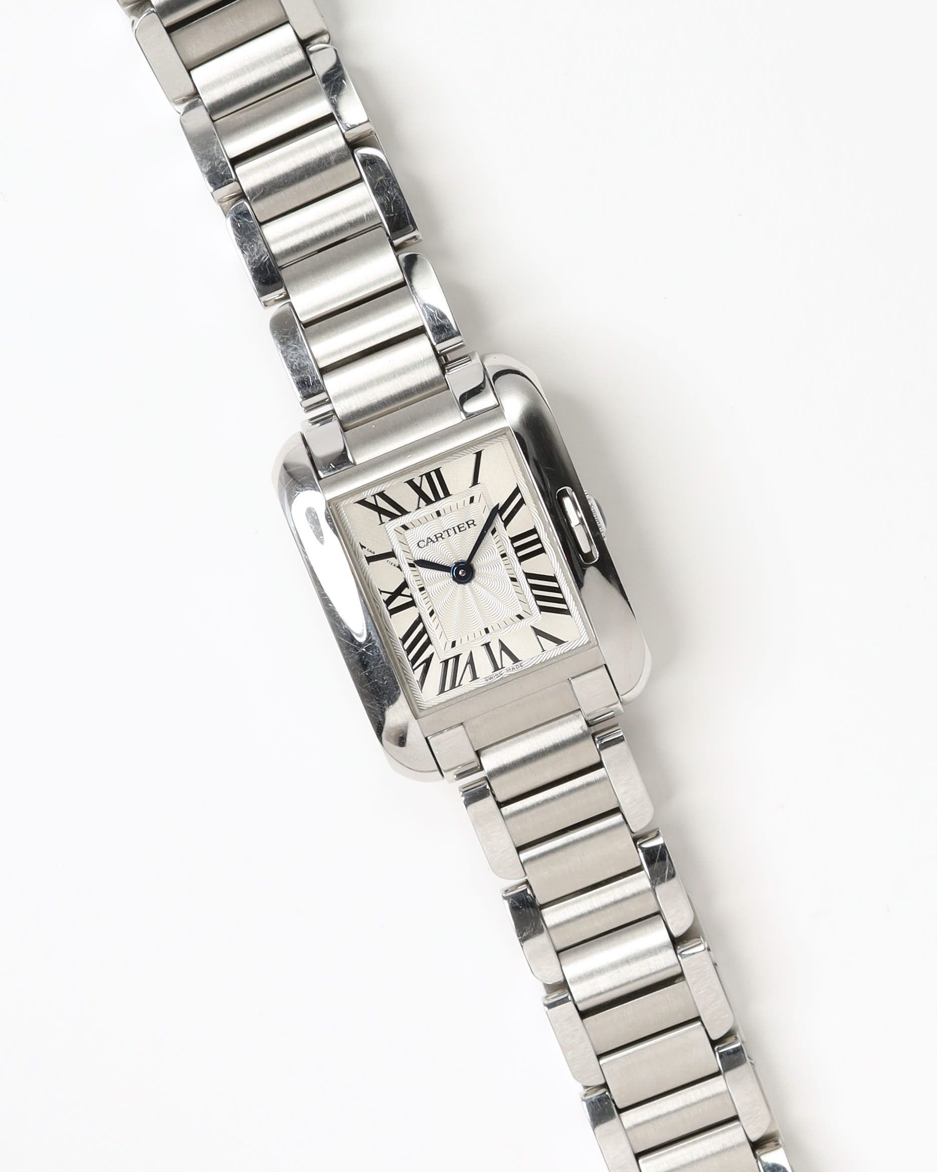 Cartier Tank Anglaise 23mm Ref 3485 Full Set Watch In Silver