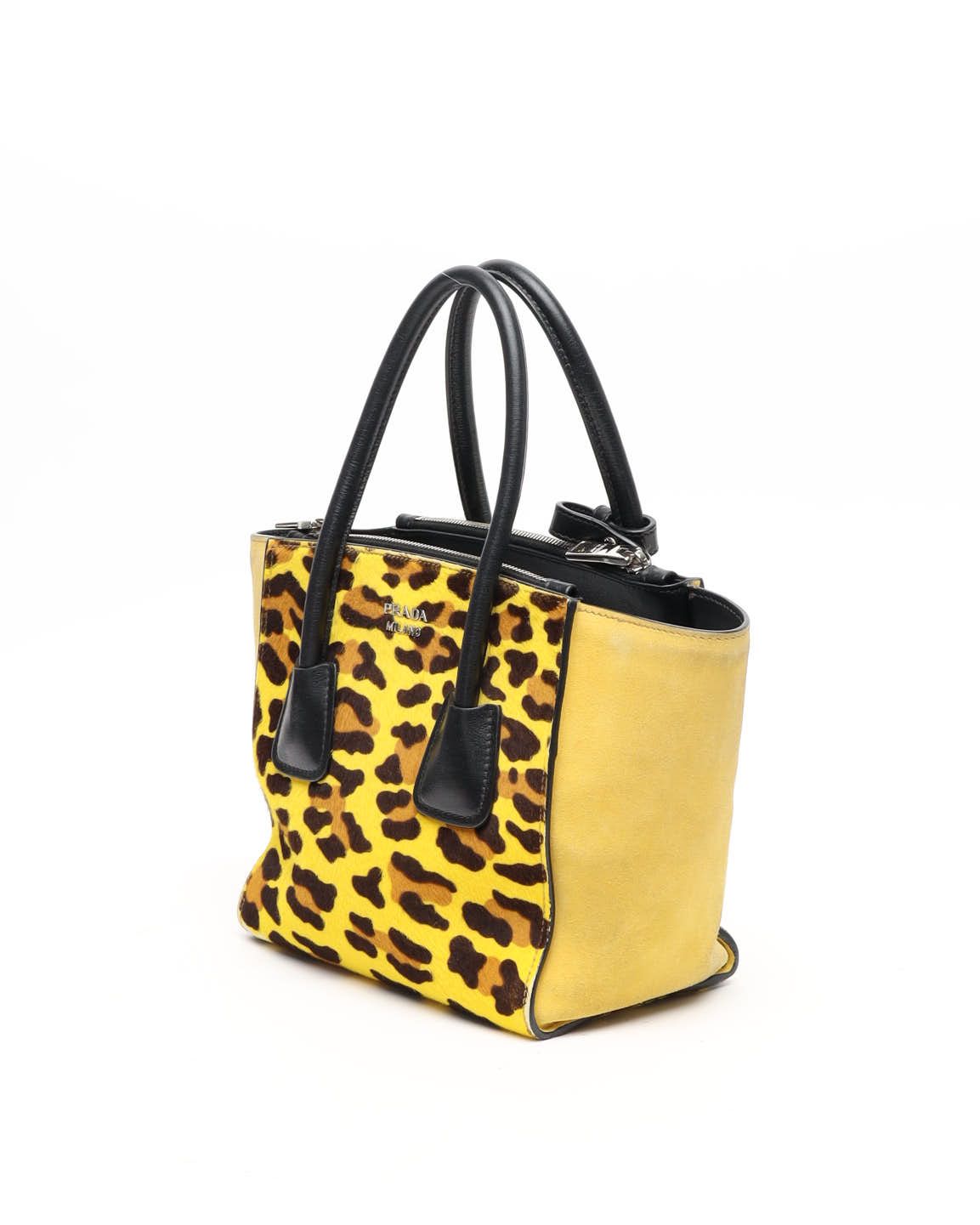 Prada Leopard Twin Pocket Handbag In Multi