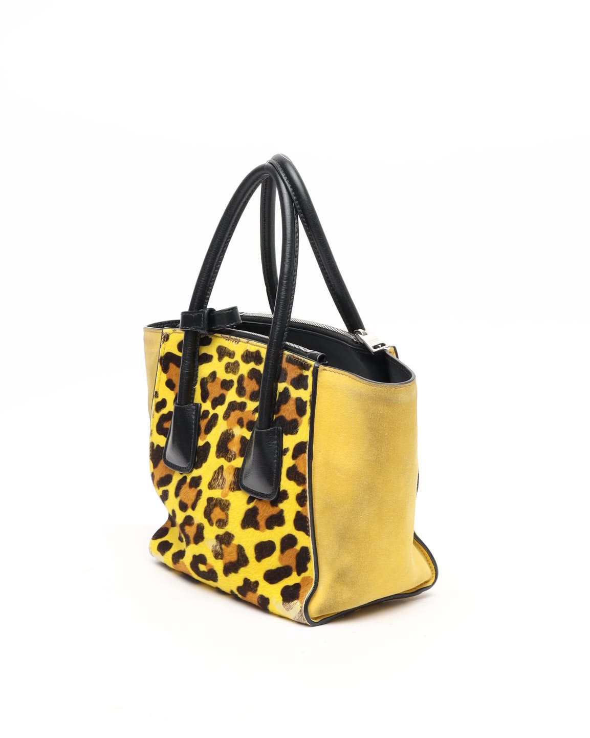 Prada Leopard Twin Pocket Handbag In Multi