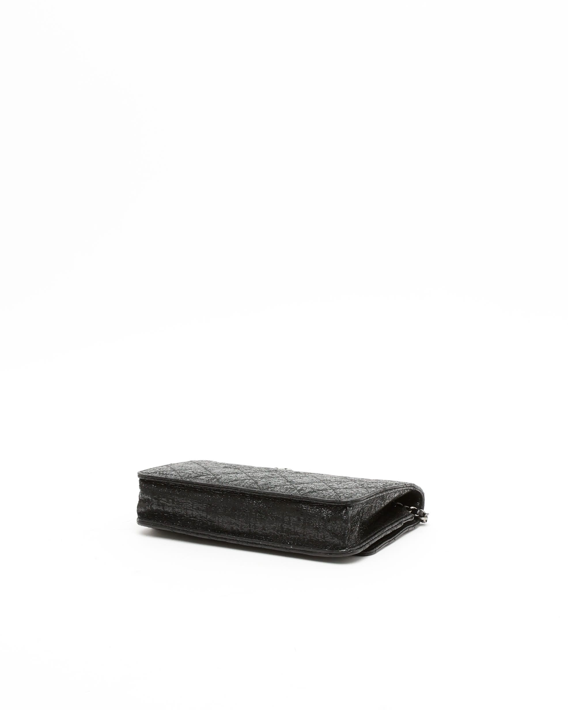 Pre-owned Chanel Shimmery Wallet On Chain Bag In Black