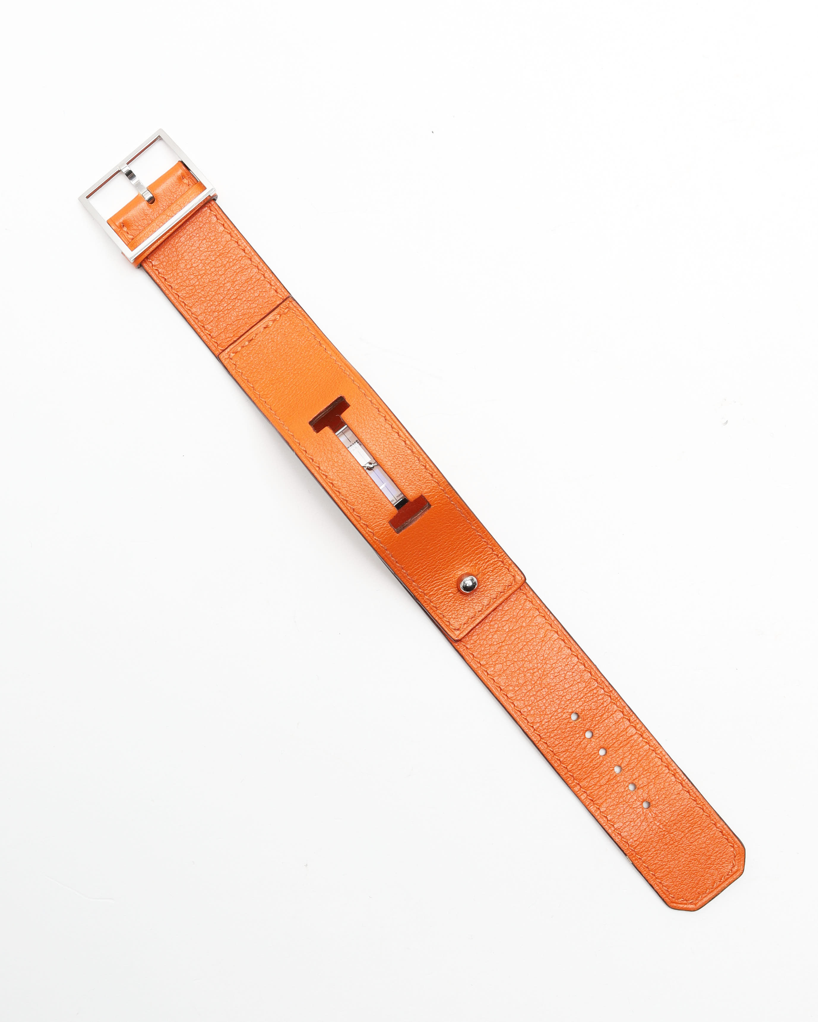 Pre-owned Hermes Hermès Cherche Midi 19mm Ref Cm1.210 Watch In White