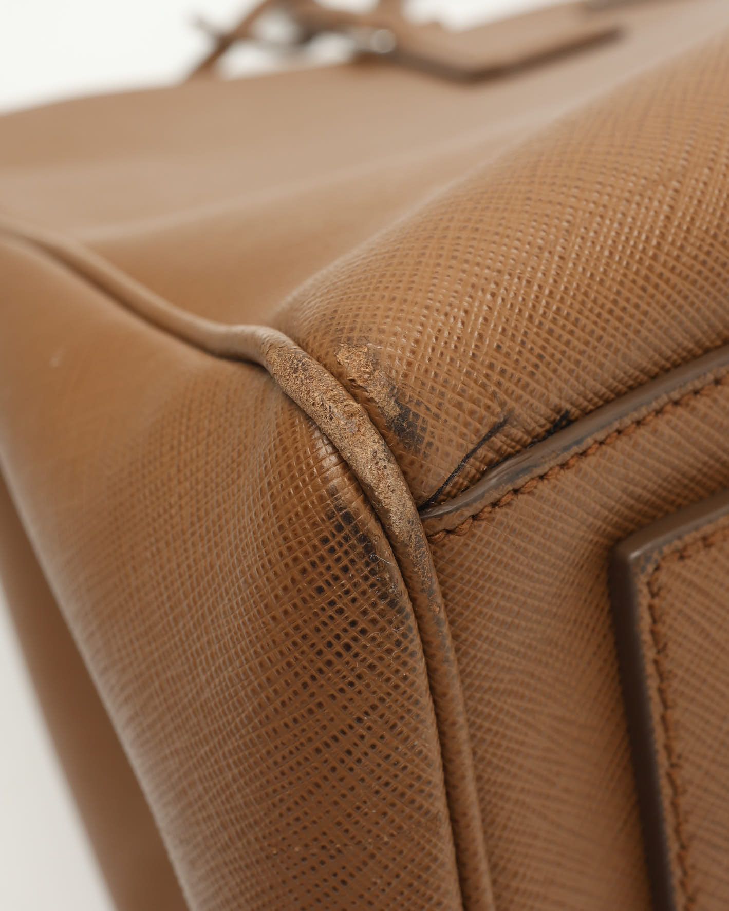 Prada Galleria Saffiano 2 Zip Travel Bag In Brown