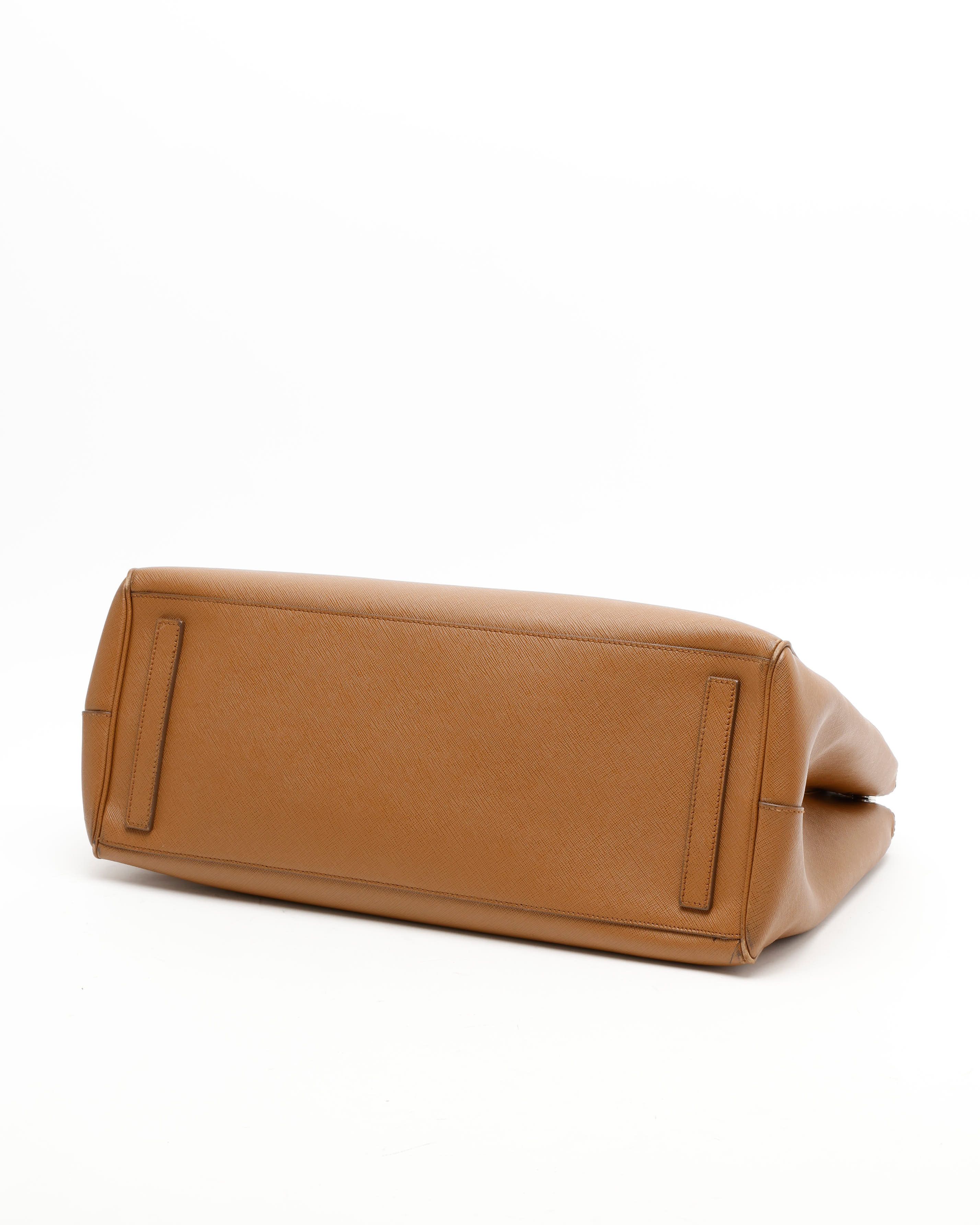 Prada Galleria Saffiano 2 Zip Travel Bag In Brown