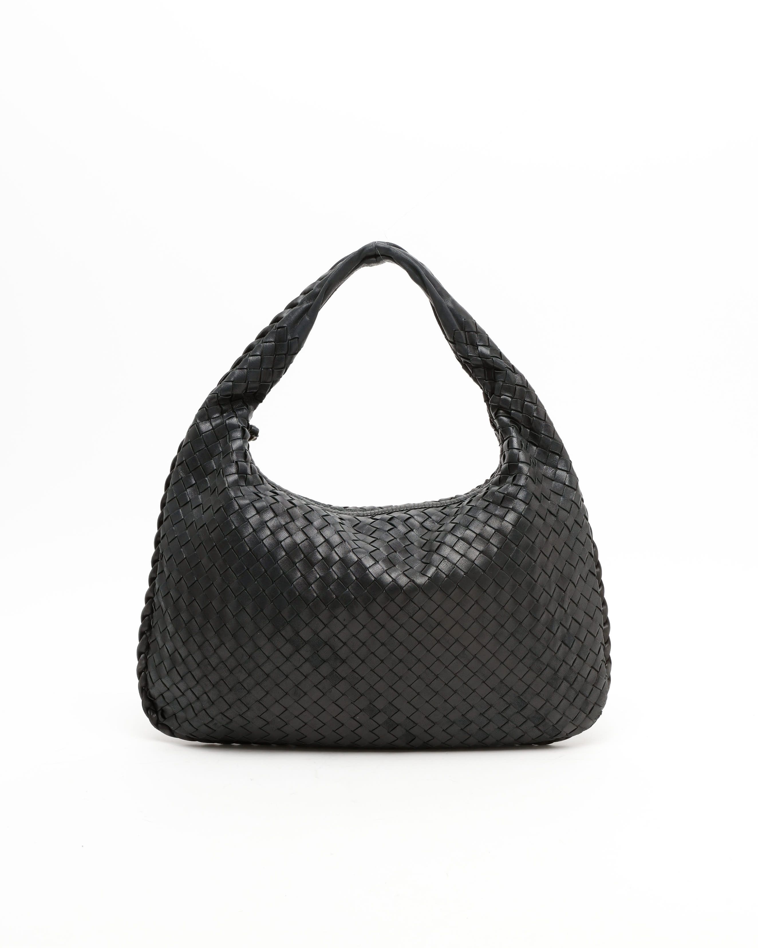 Bottega Veneta Medium Intrecciato Hobo Bag In Black