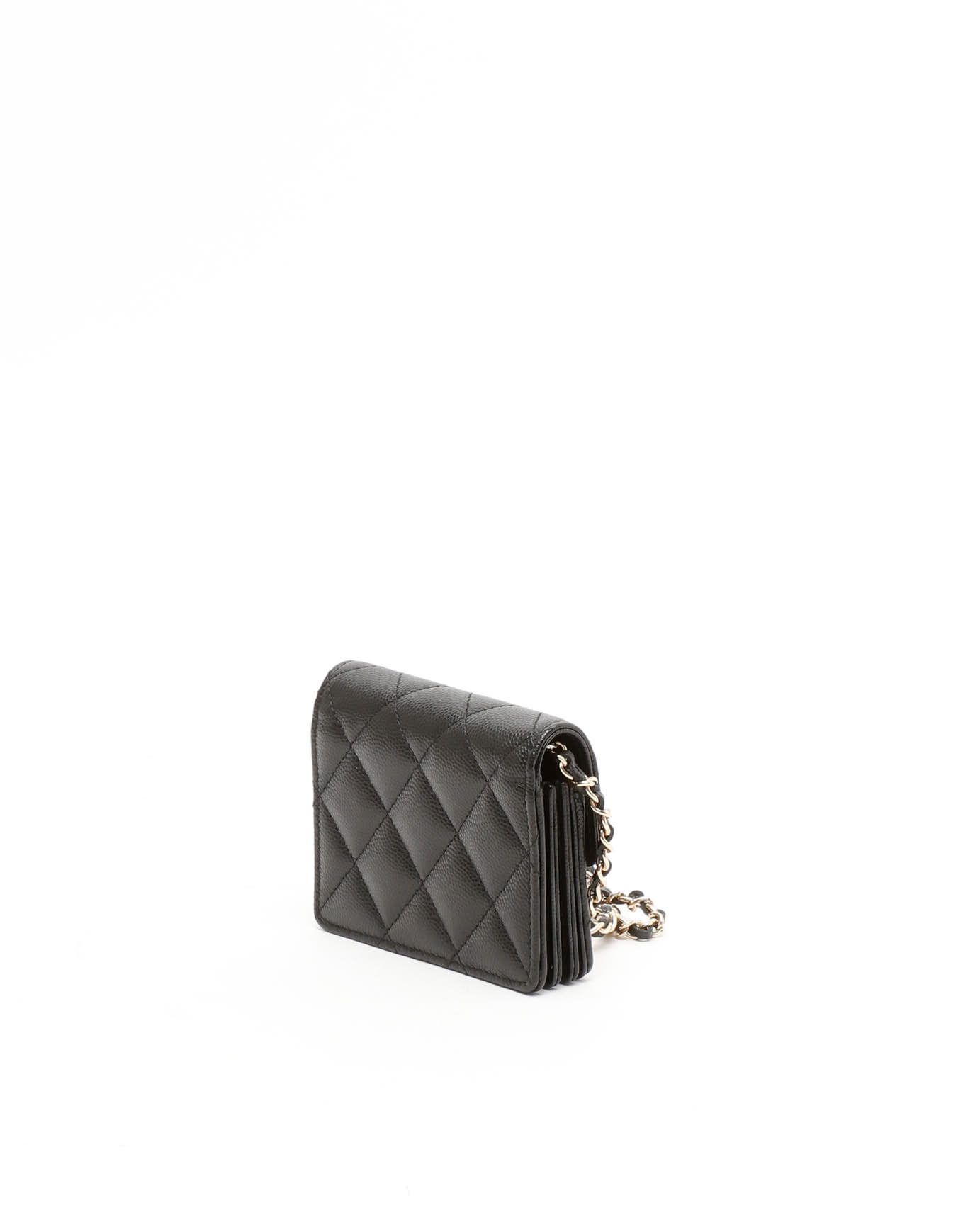 Pre-owned Chanel Caviar Mini Wallet On Chain Bag In Black