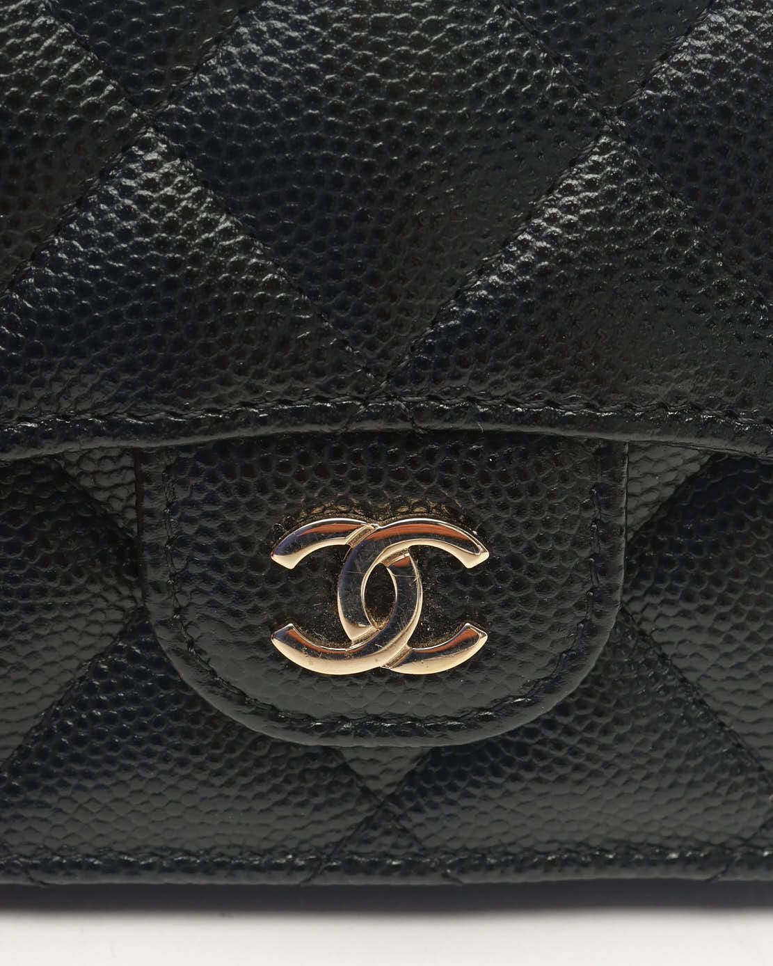 Pre-owned Chanel Caviar Mini Wallet On Chain Bag In Black