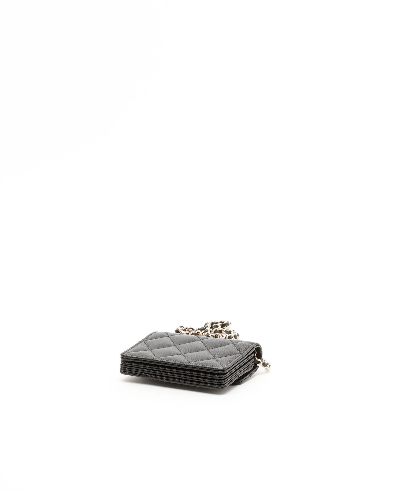 Pre-owned Chanel Caviar Mini Wallet On Chain Bag In Black