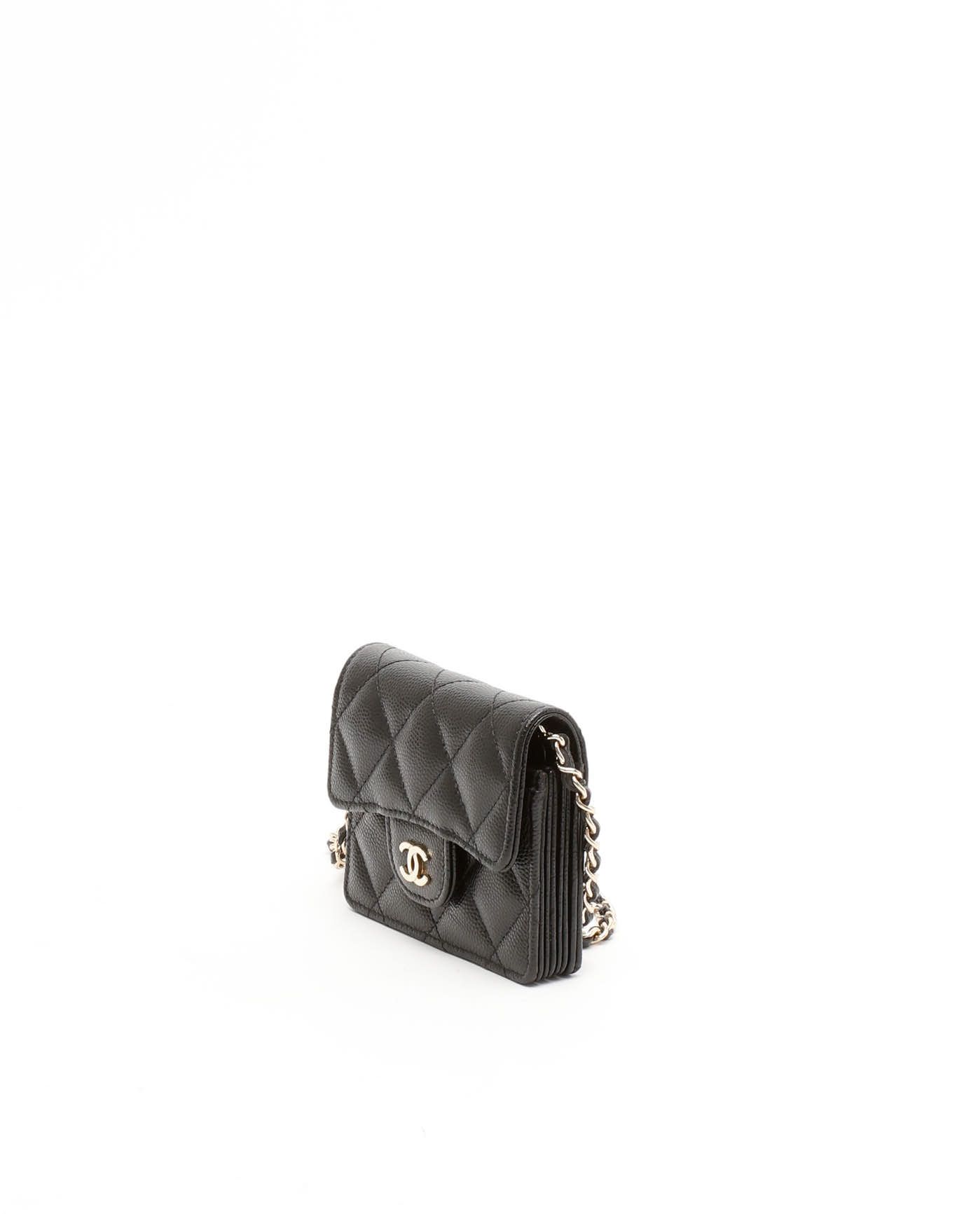 Pre-owned Chanel Caviar Mini Wallet On Chain Bag In Black