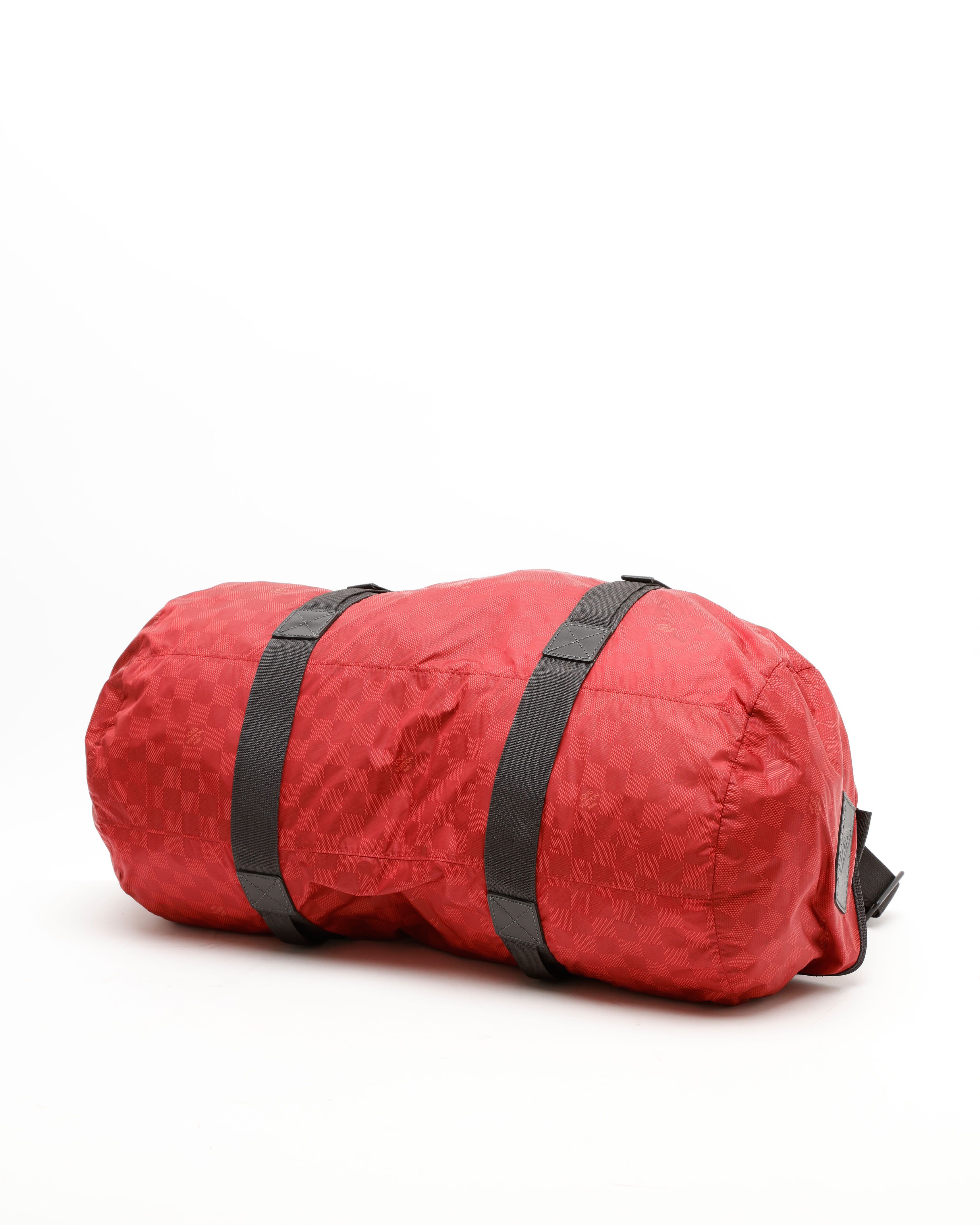 Pre-owned Louis Vuitton Damier Aventure Practical Boston Bag In Red