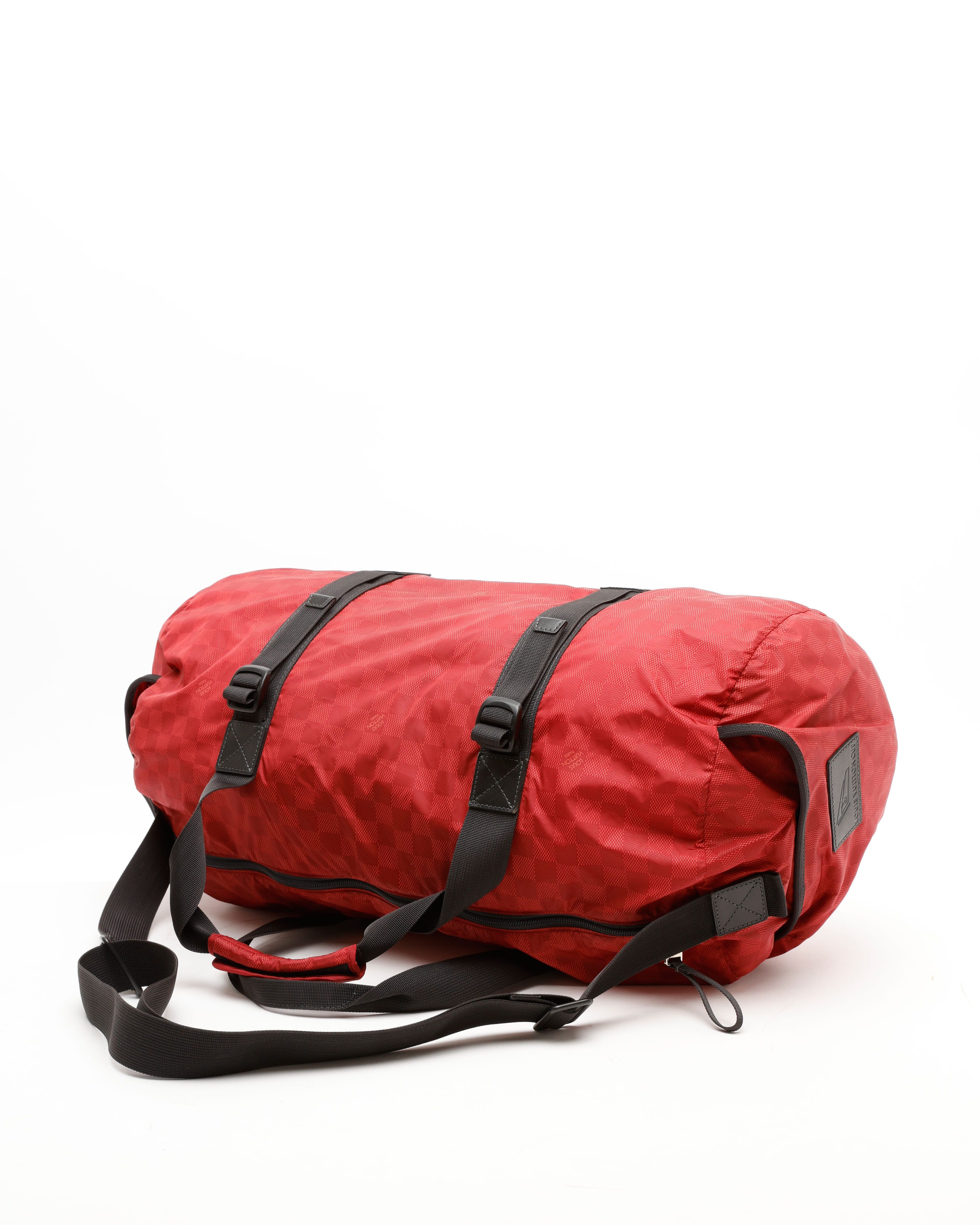 Pre-owned Louis Vuitton Damier Aventure Practical Boston Bag In Red