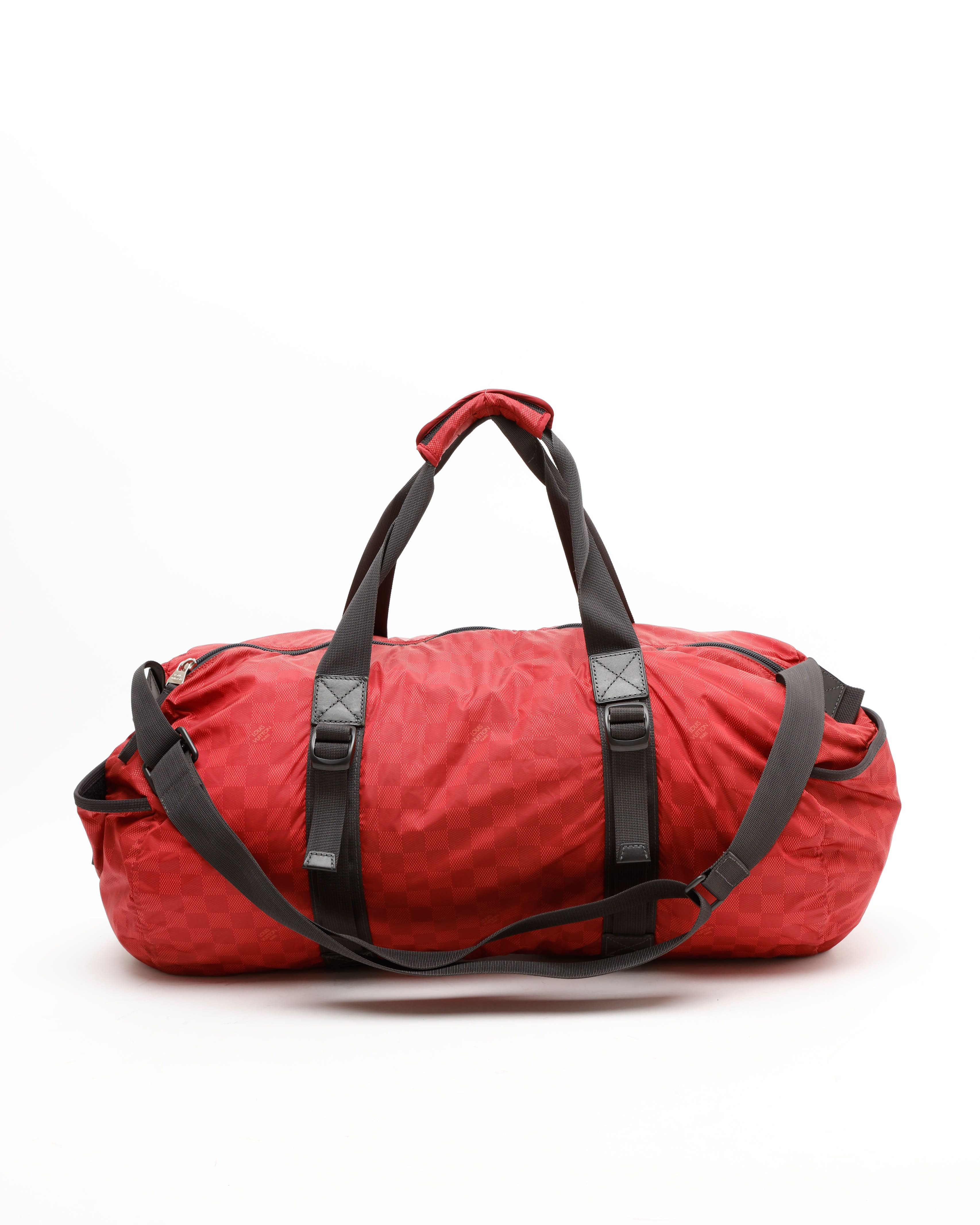 Pre-owned Louis Vuitton Damier Aventure Practical Boston Bag In Red