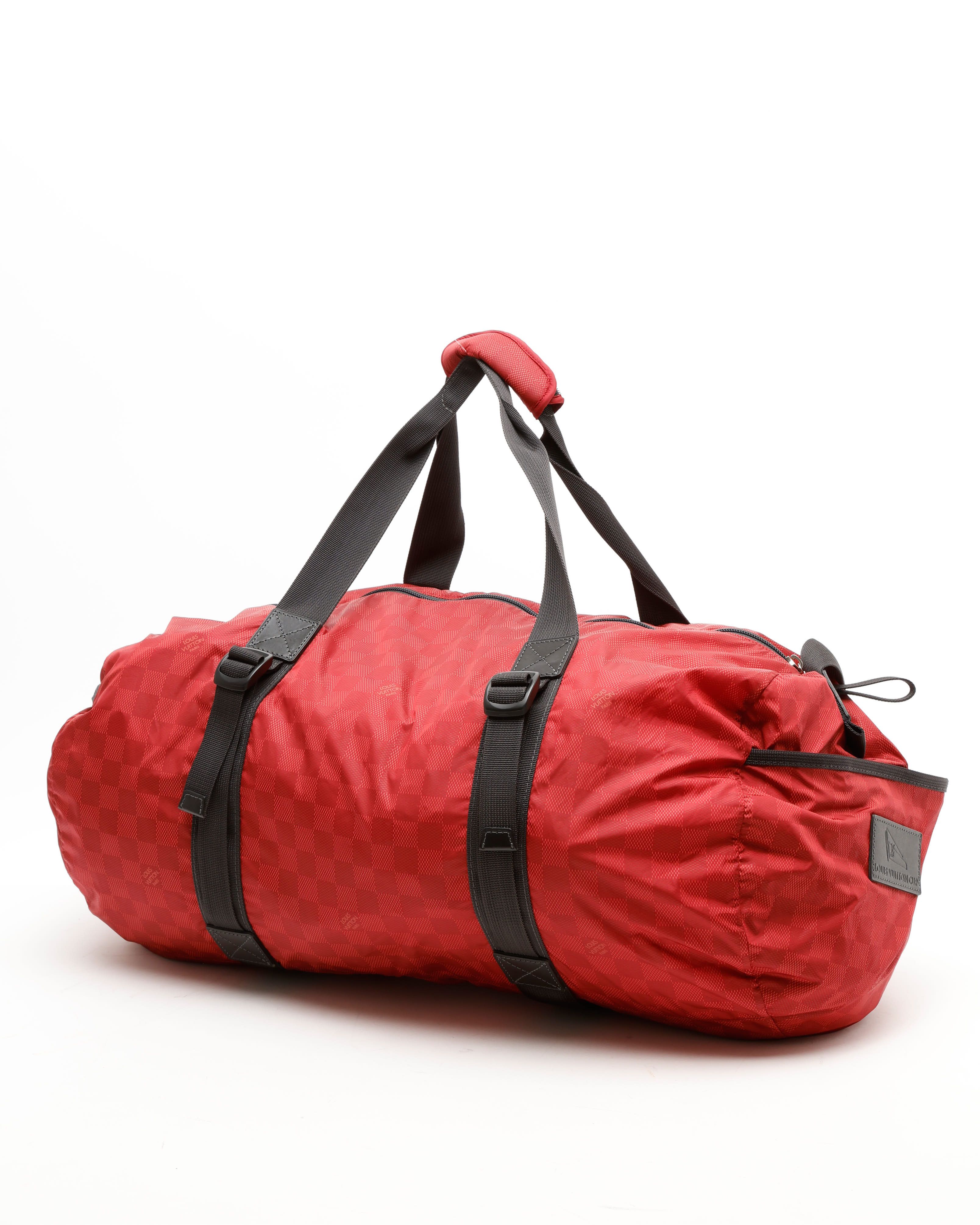 Pre-owned Louis Vuitton Damier Aventure Practical Boston Bag In Red