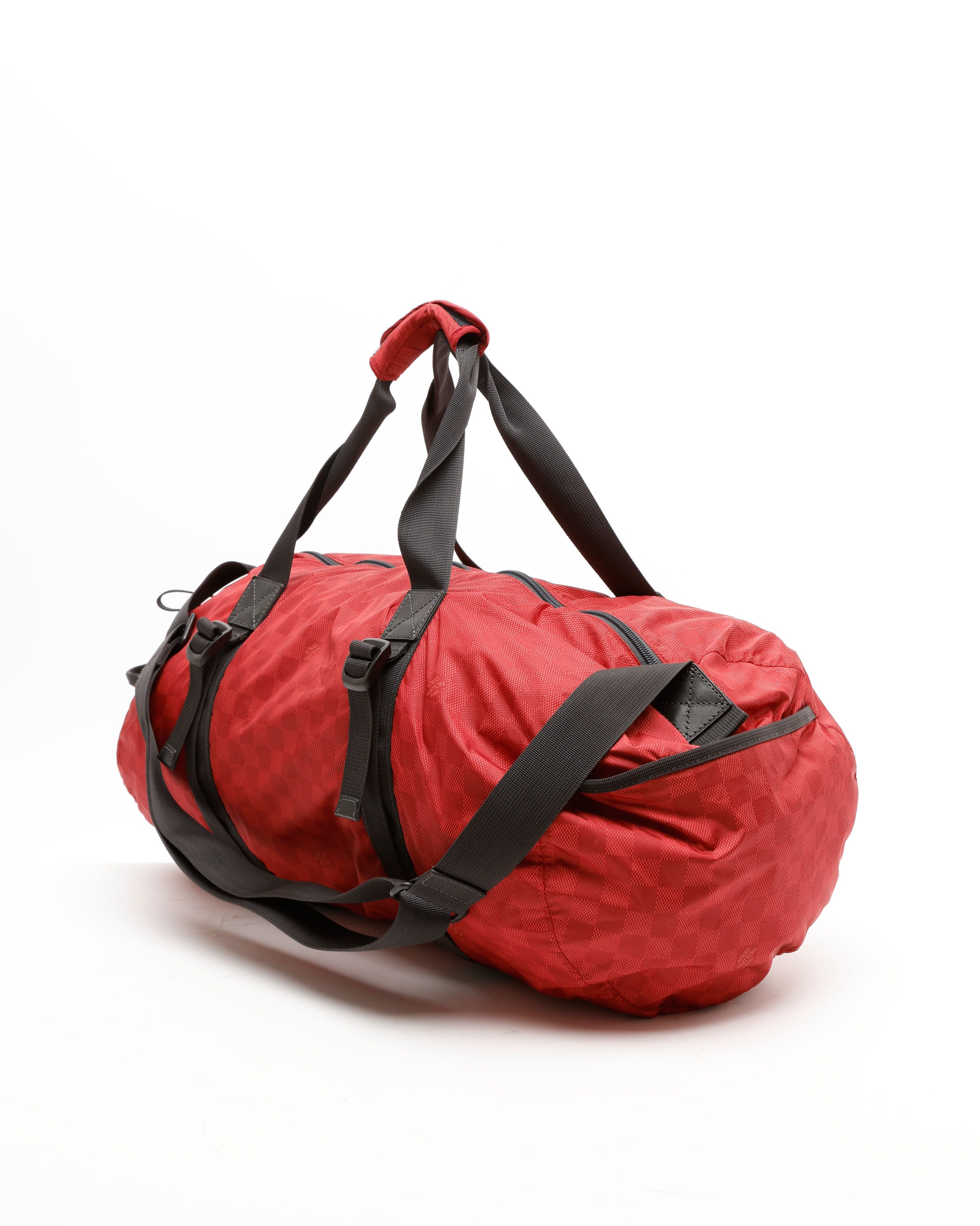 Pre-owned Louis Vuitton Damier Aventure Practical Boston Bag In Red