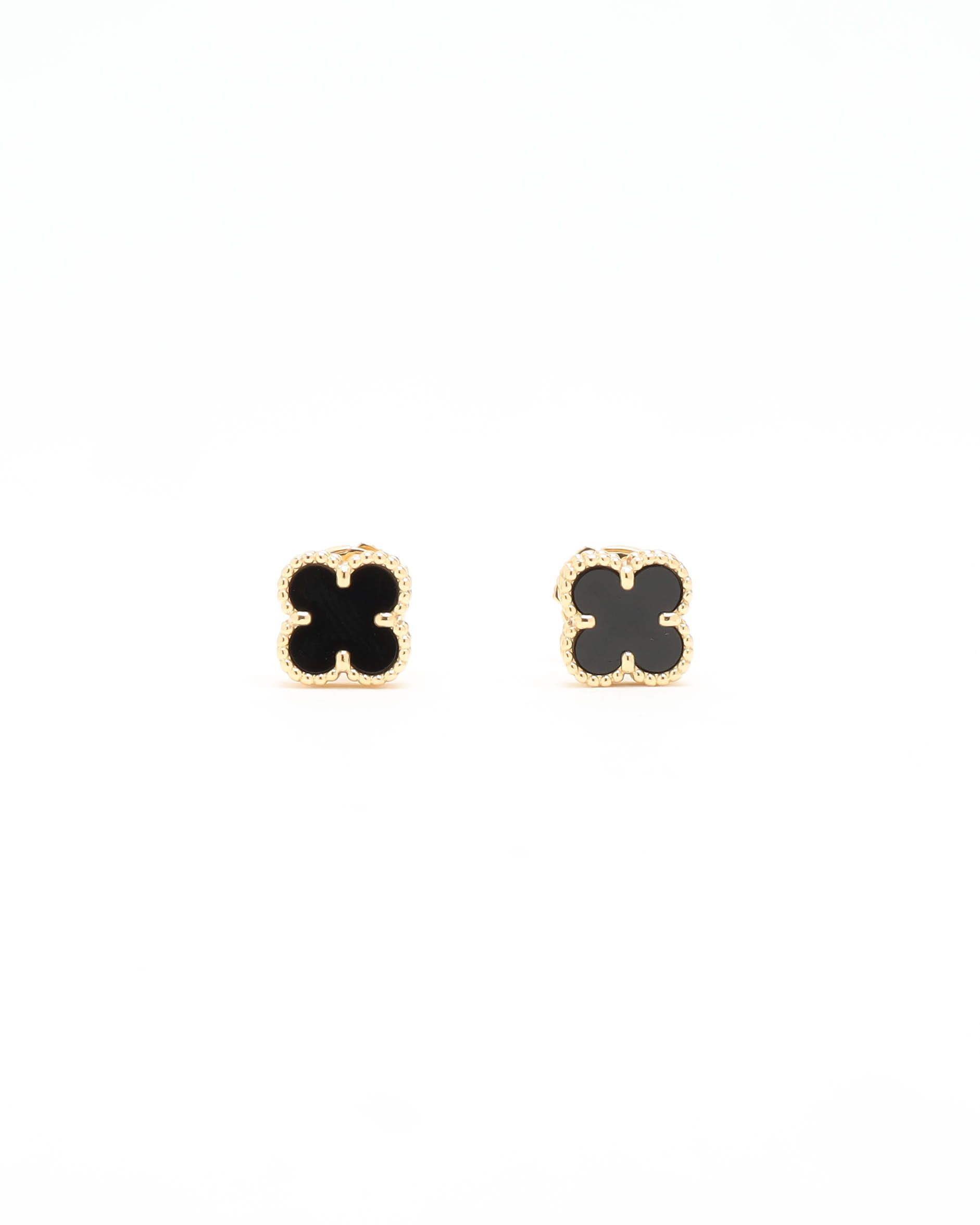 Van Cleef & Arpels Sweet Alhambra Onyx Earrings In Gold