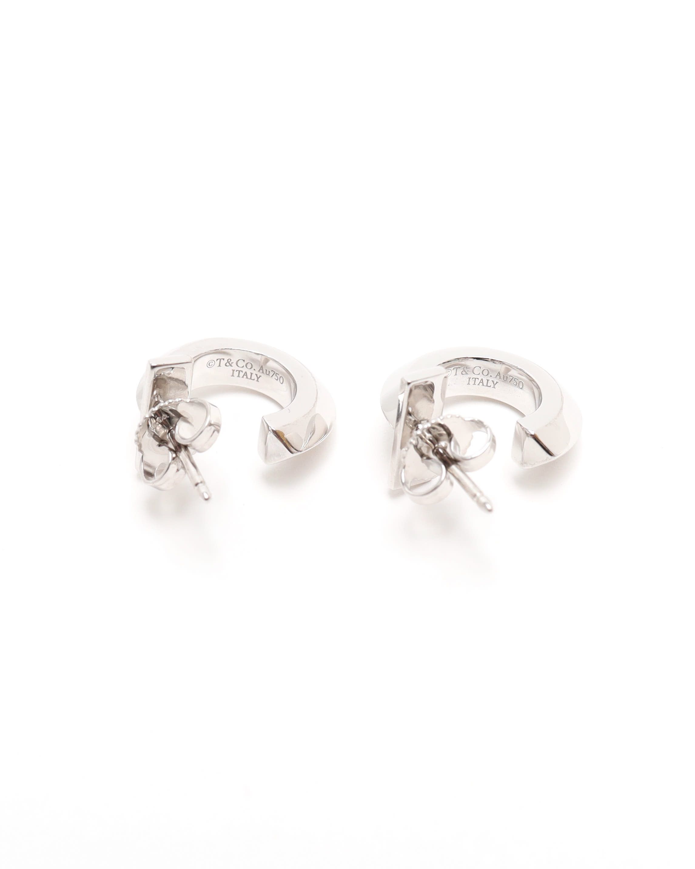 Tiffany & Co T-one Hoop Earrings, In 18kt White Gold In Silver