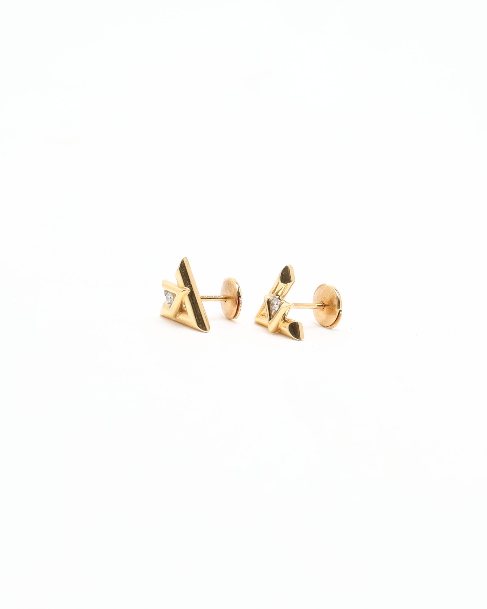 Pre-owned Louis Vuitton Lv Volt Stud, 18kt Yellow Gold And Diamond