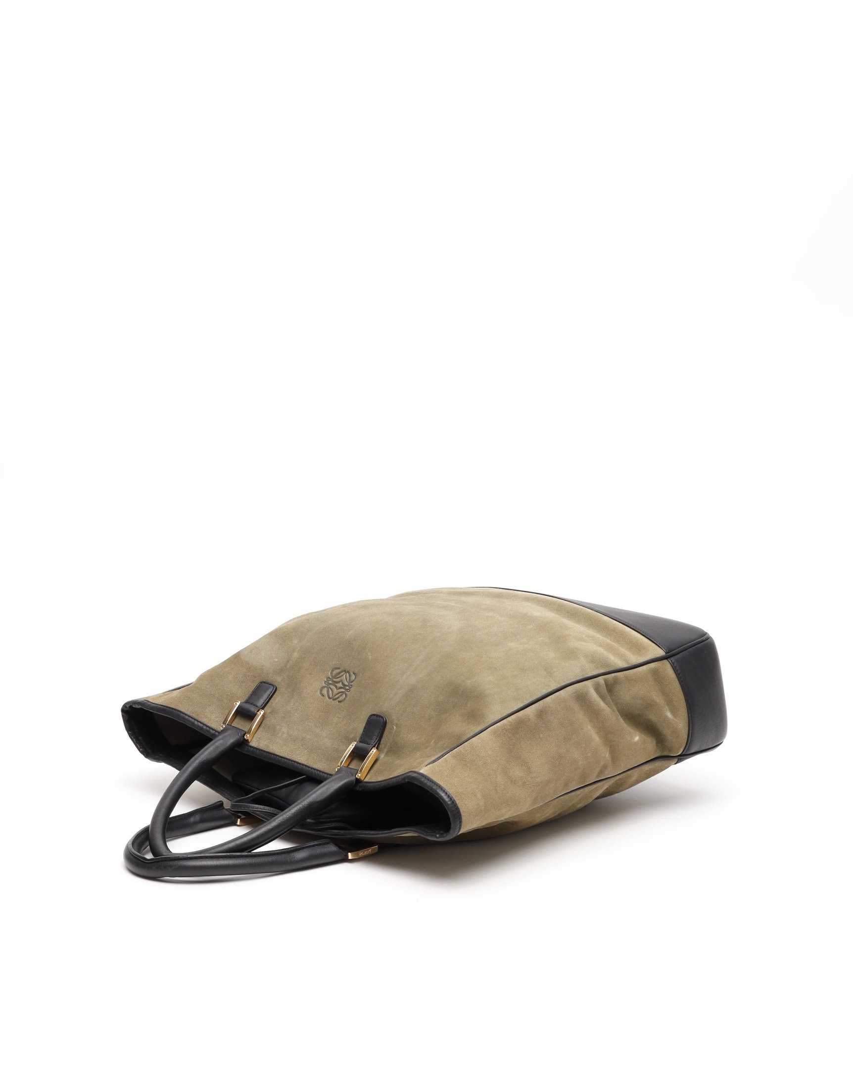 Loewe Suede Anagram Tote Bag In Black