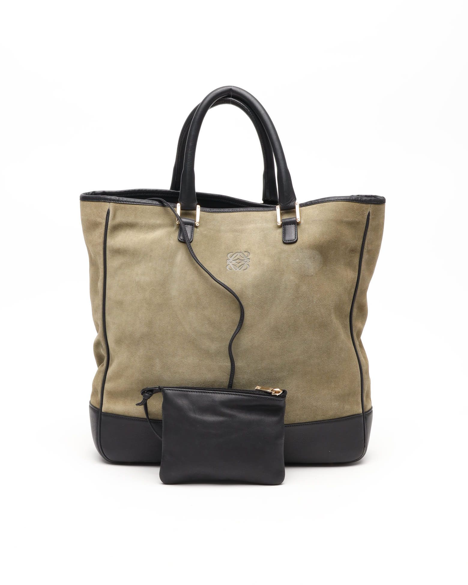 Loewe Suede Anagram Tote Bag In Black