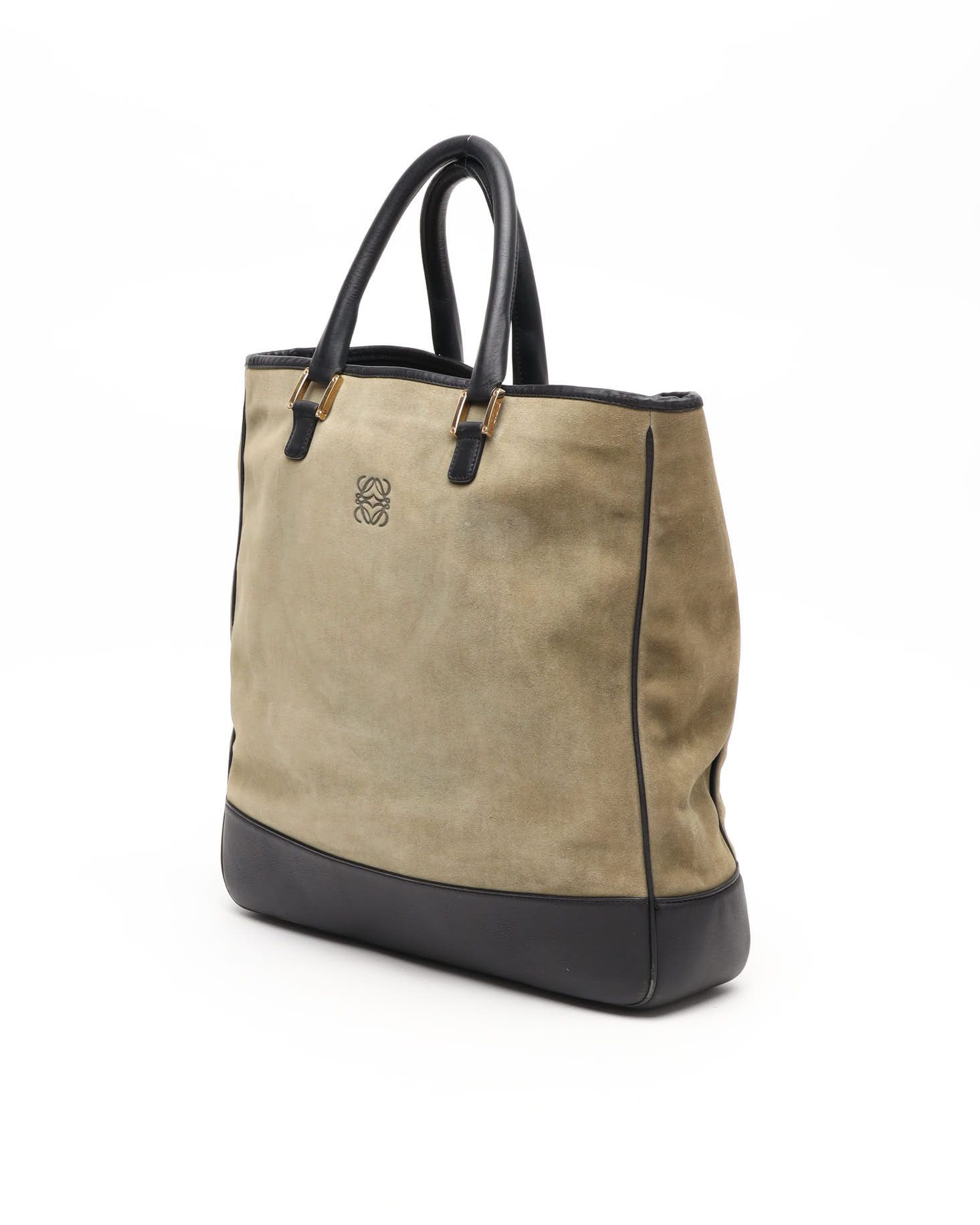 Loewe Suede Anagram Tote Bag In Black