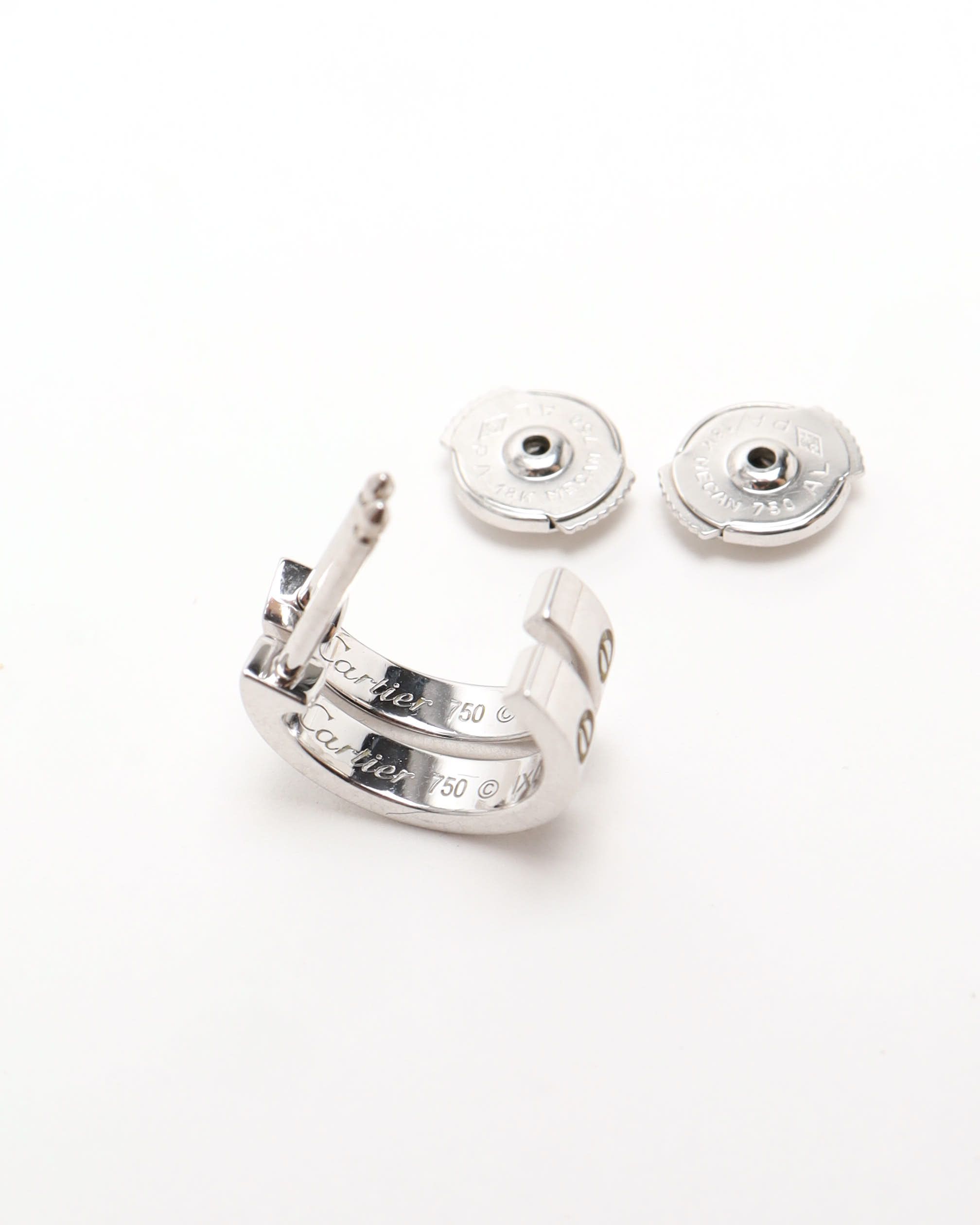 Cartier Love Hoop Earrings, Small Model In Silver