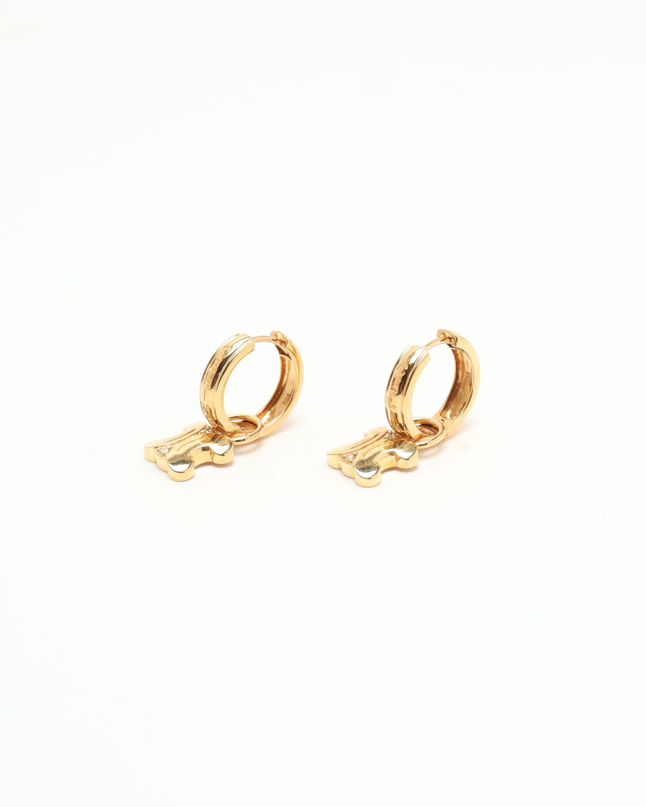 Celine Céline Triomphe Hoops In 18kt Yellow Gold And Diamonds Earrings In Gold