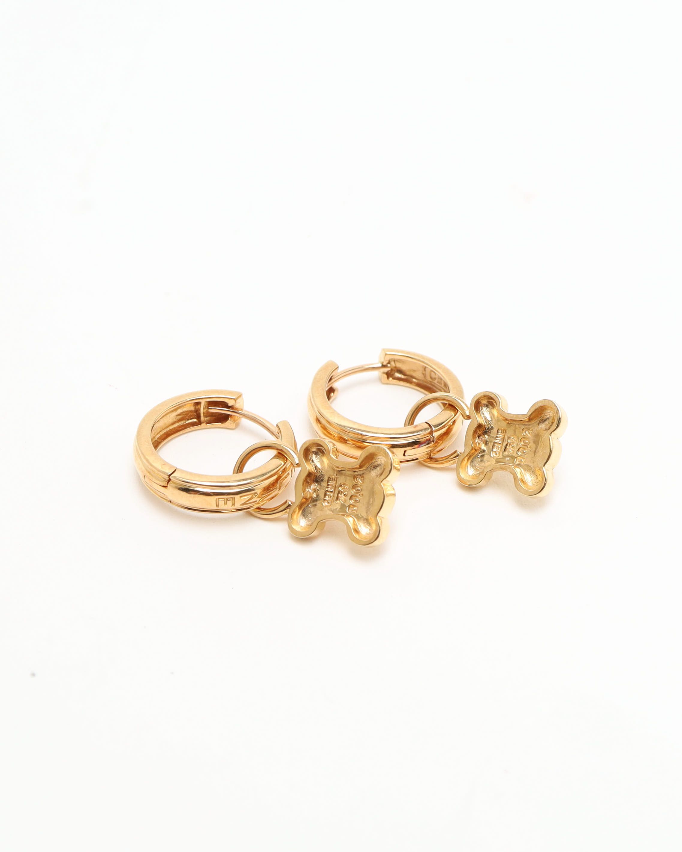 Celine Céline Triomphe Hoops In 18kt Yellow Gold And Diamonds Earrings In Gold