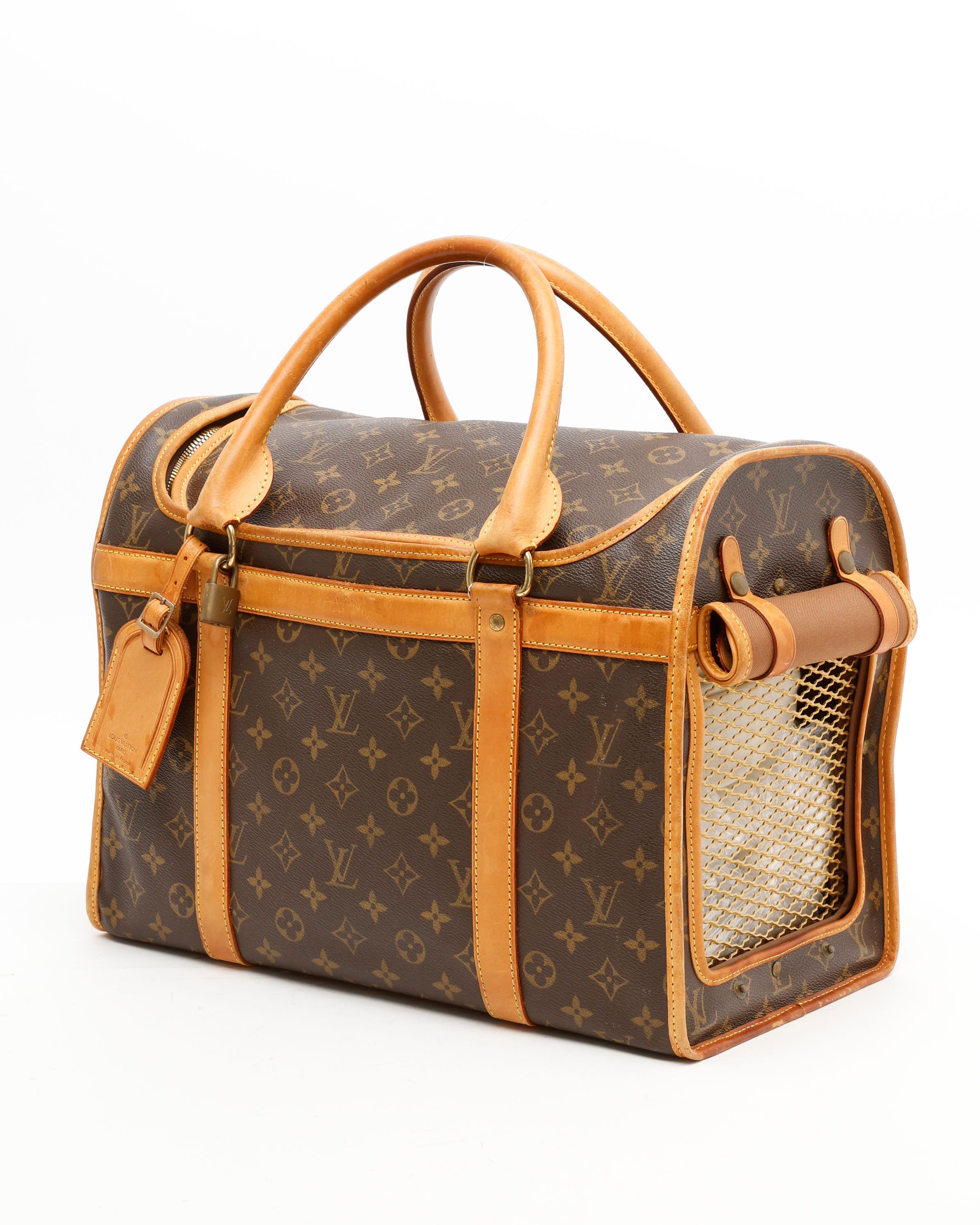 Pre-owned Louis Vuitton Monogram Sac Chien 40 Pet Bag In Brown