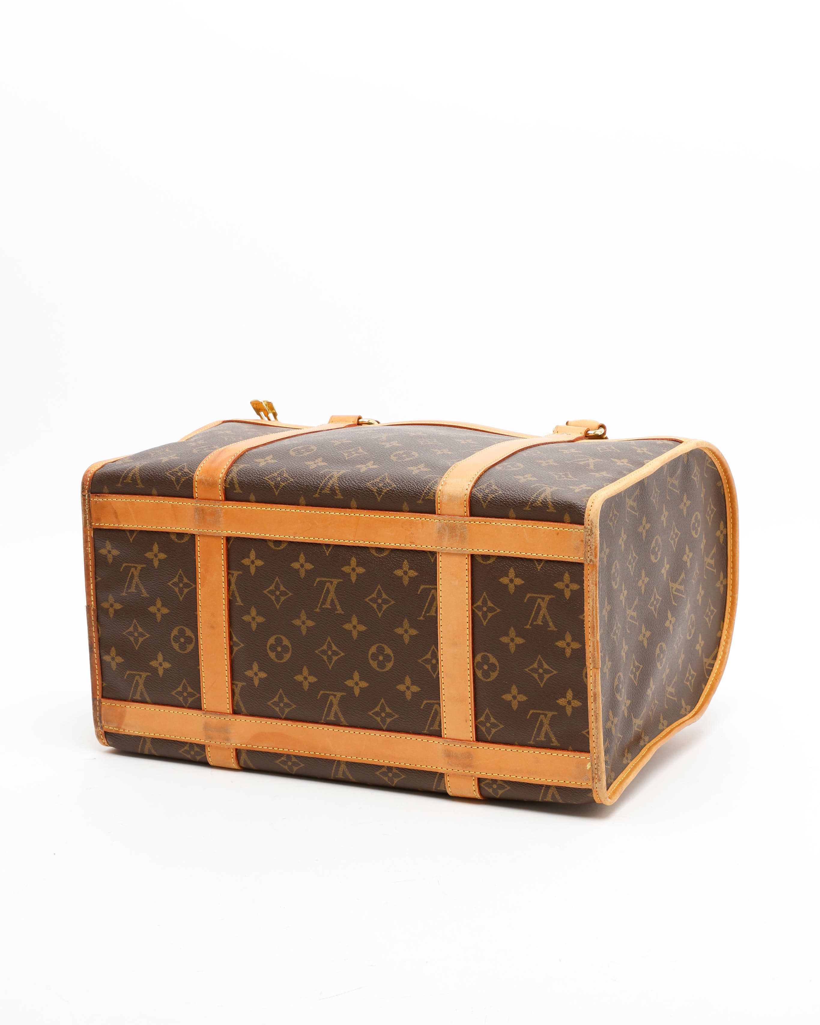Pre-owned Louis Vuitton Monogram Sac Chien 40 Pet Bag In Brown