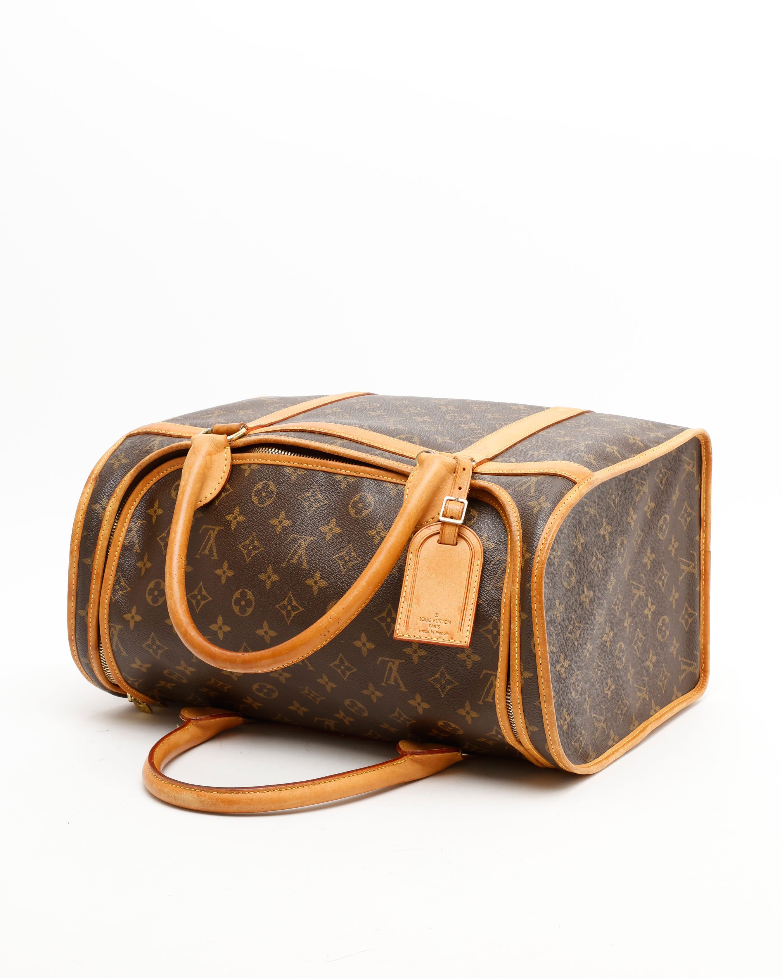 Pre-owned Louis Vuitton Monogram Sac Chien 40 Pet Bag In Brown