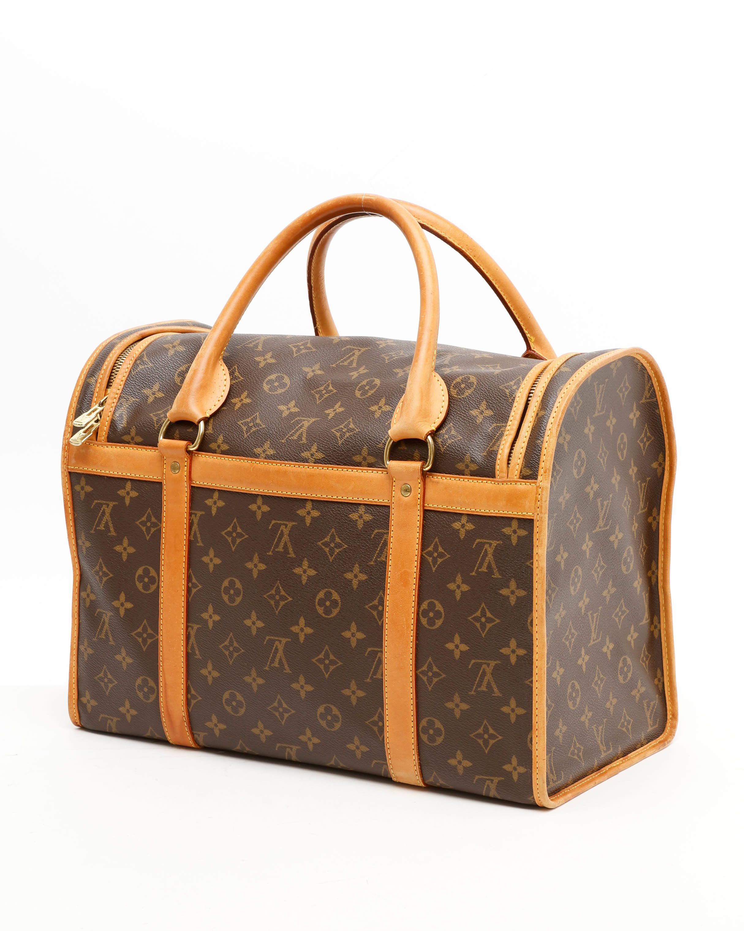 Pre-owned Louis Vuitton Monogram Sac Chien 40 Pet Bag In Brown