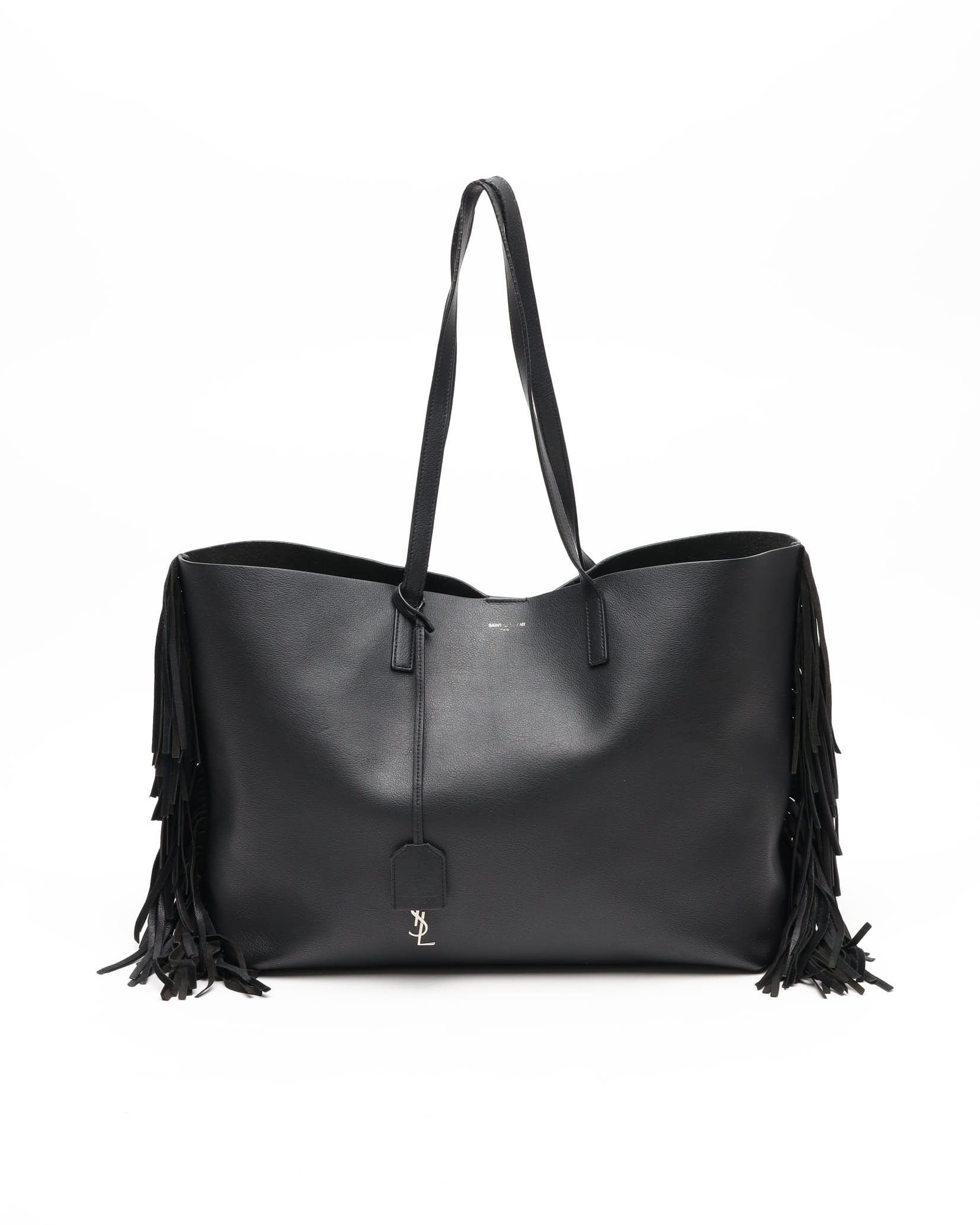 Saint Laurent Fringe Bold East/west Tote Bag In Black