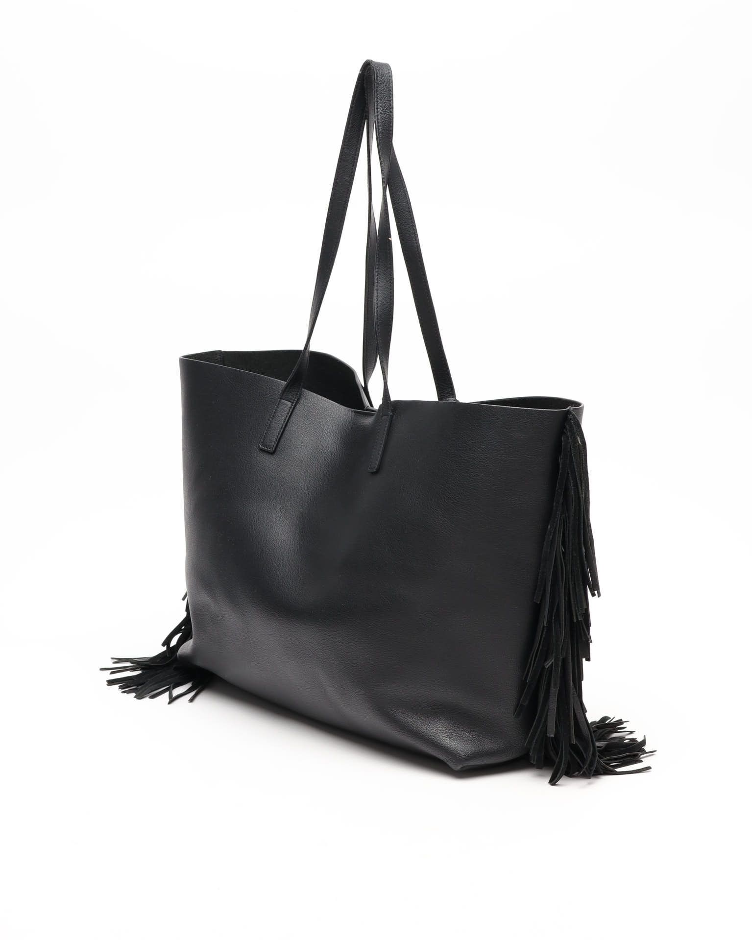 Saint Laurent Fringe Bold East/west Tote Bag In Black