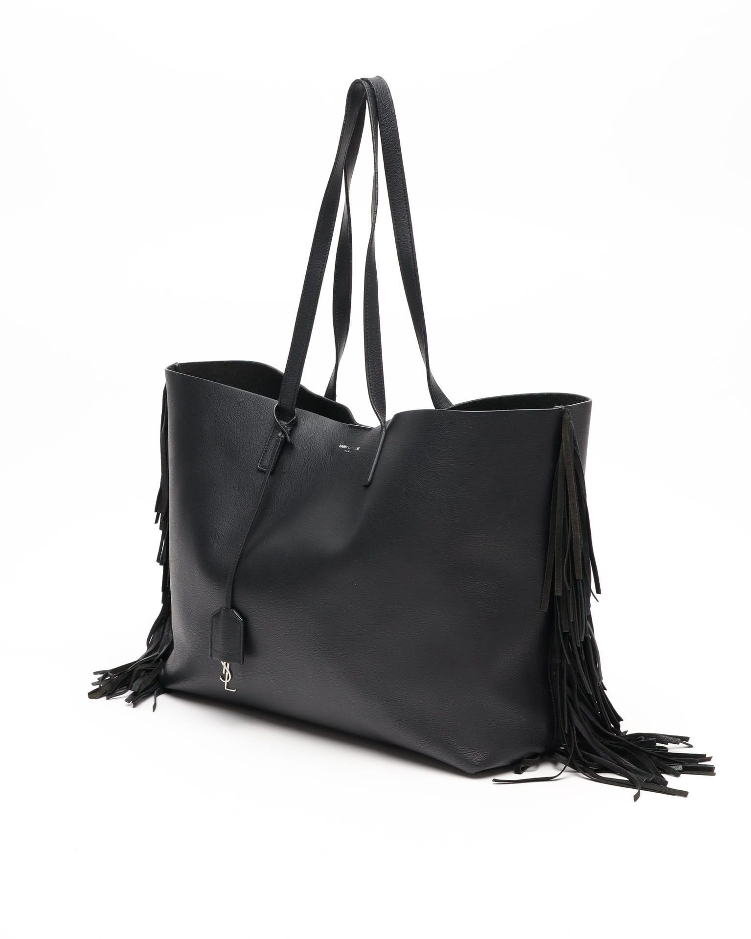 Saint Laurent Fringe Bold East/west Tote Bag In Black