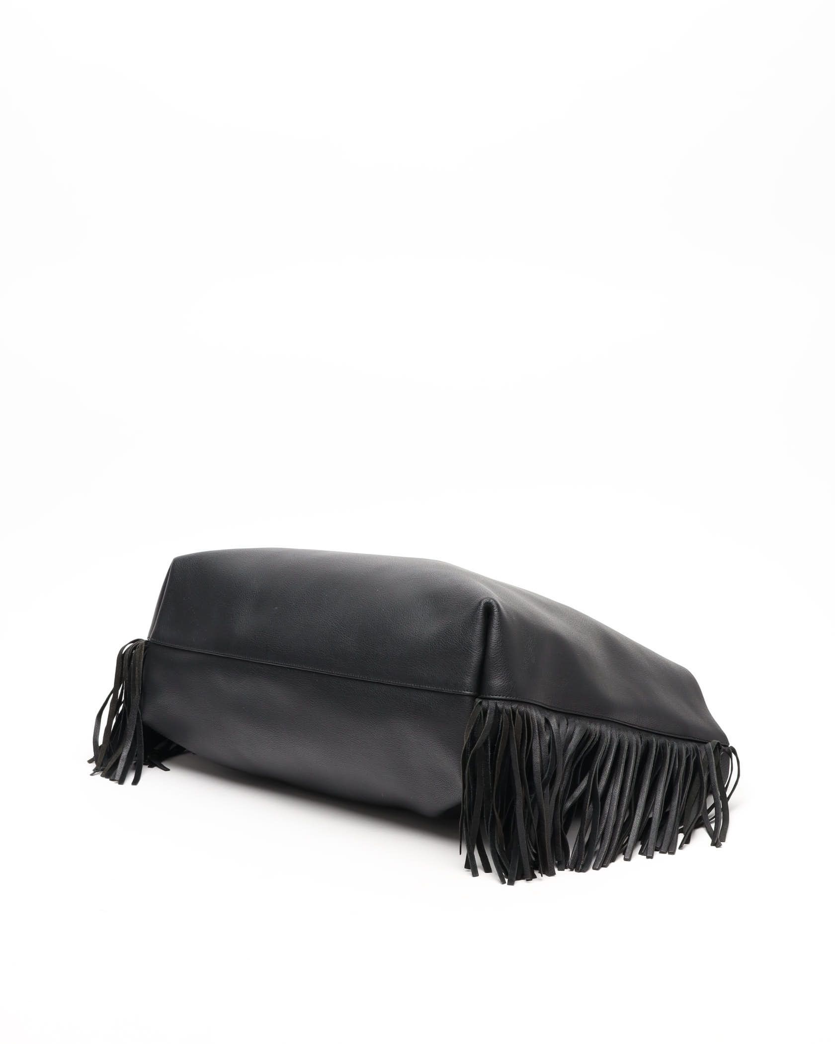 Saint Laurent Fringe Bold East/west Tote Bag In Black