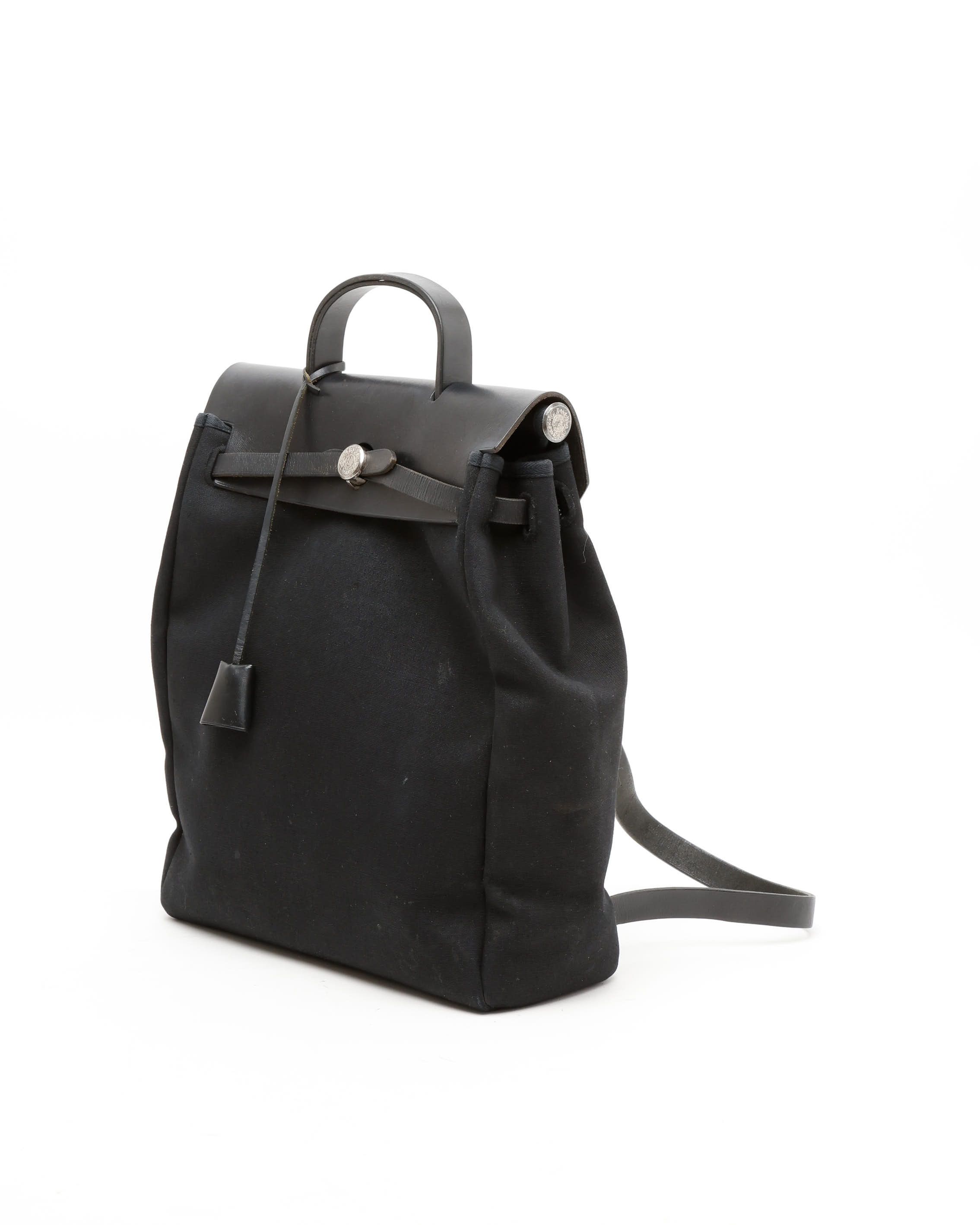 Pre-owned Hermes Hermès Herbag Backpack In Black