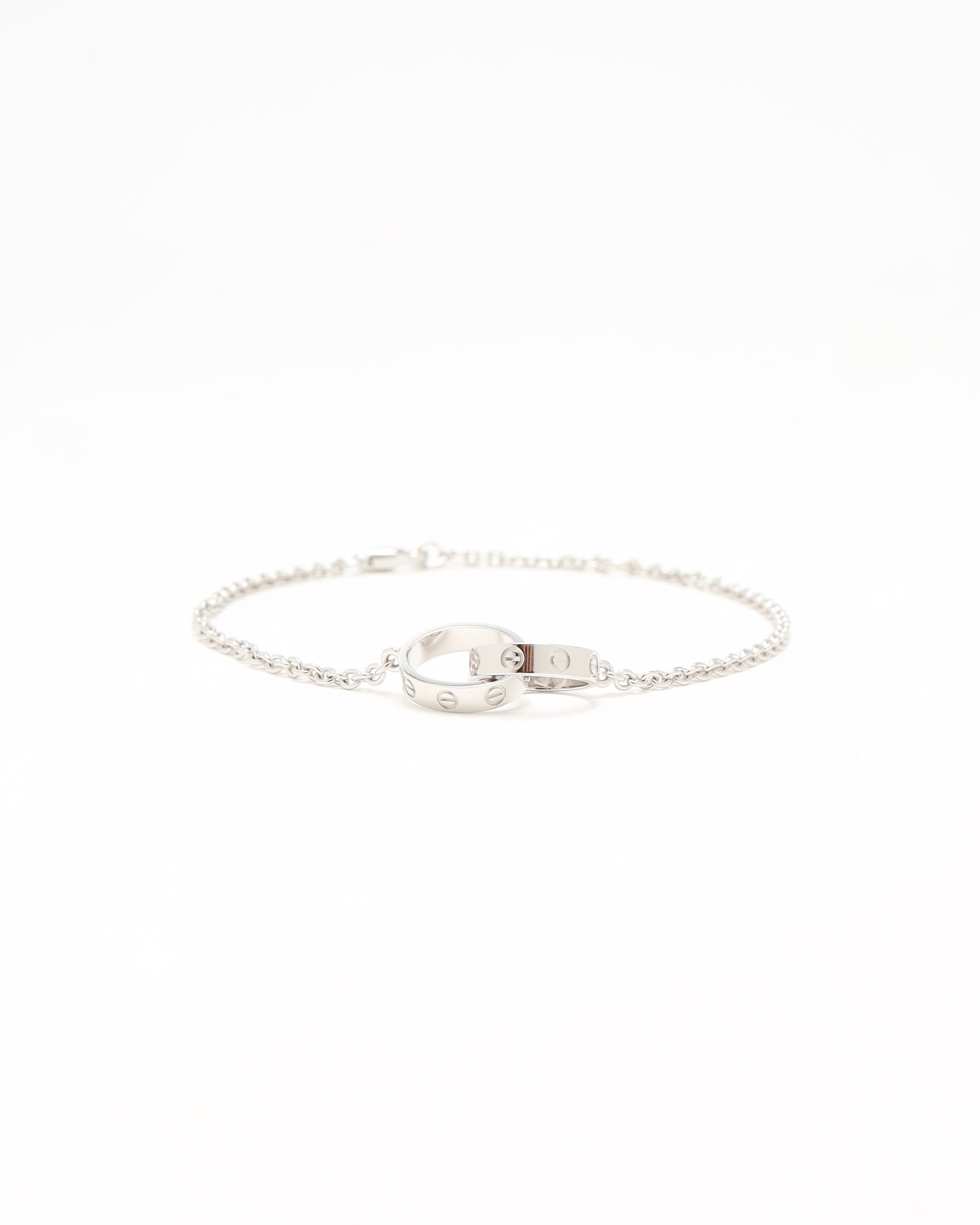 Cartier Love Bracelet On Chain In 18kt White Gold In Metallic