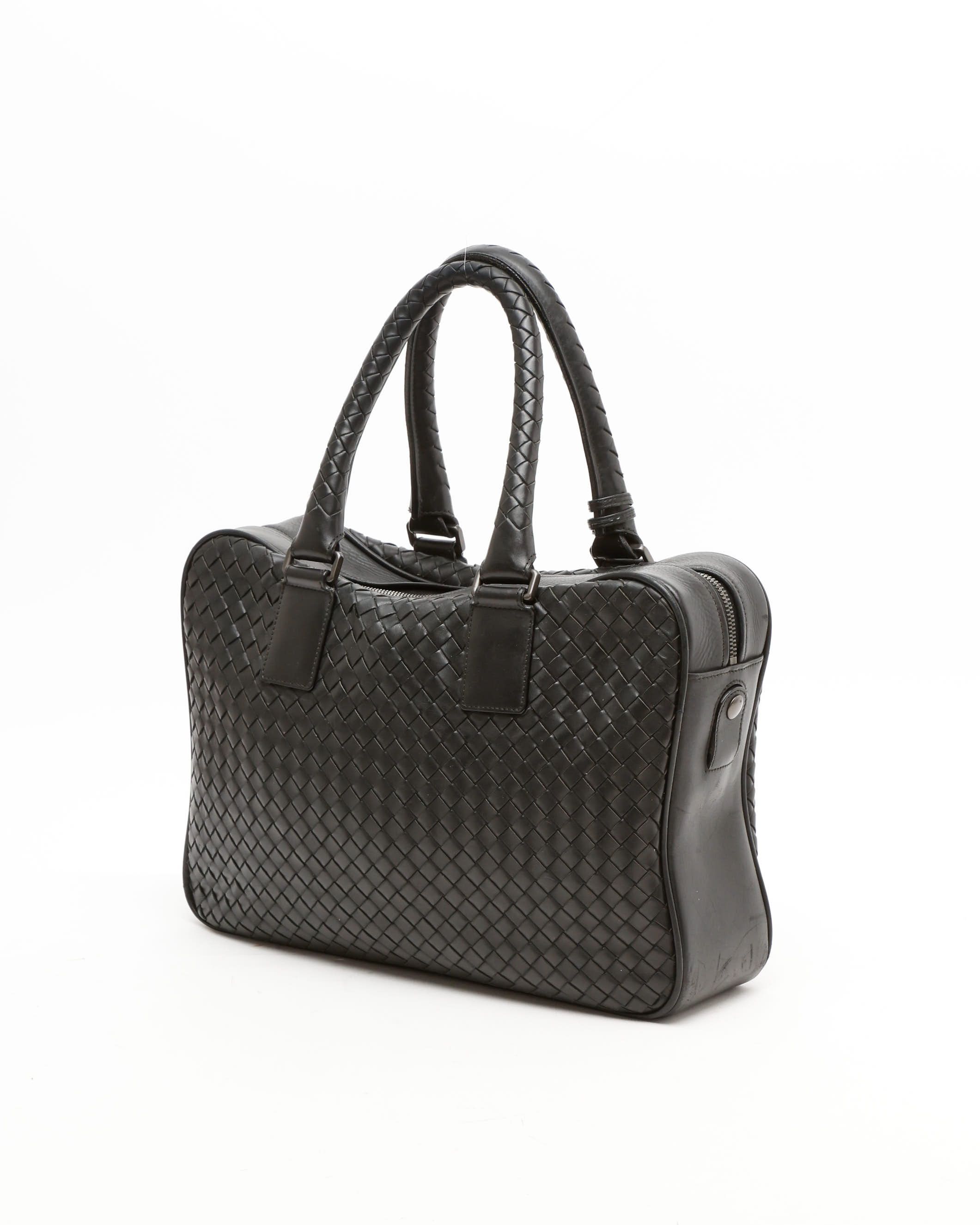 Bottega Veneta Intrecciato Business Bag In Black