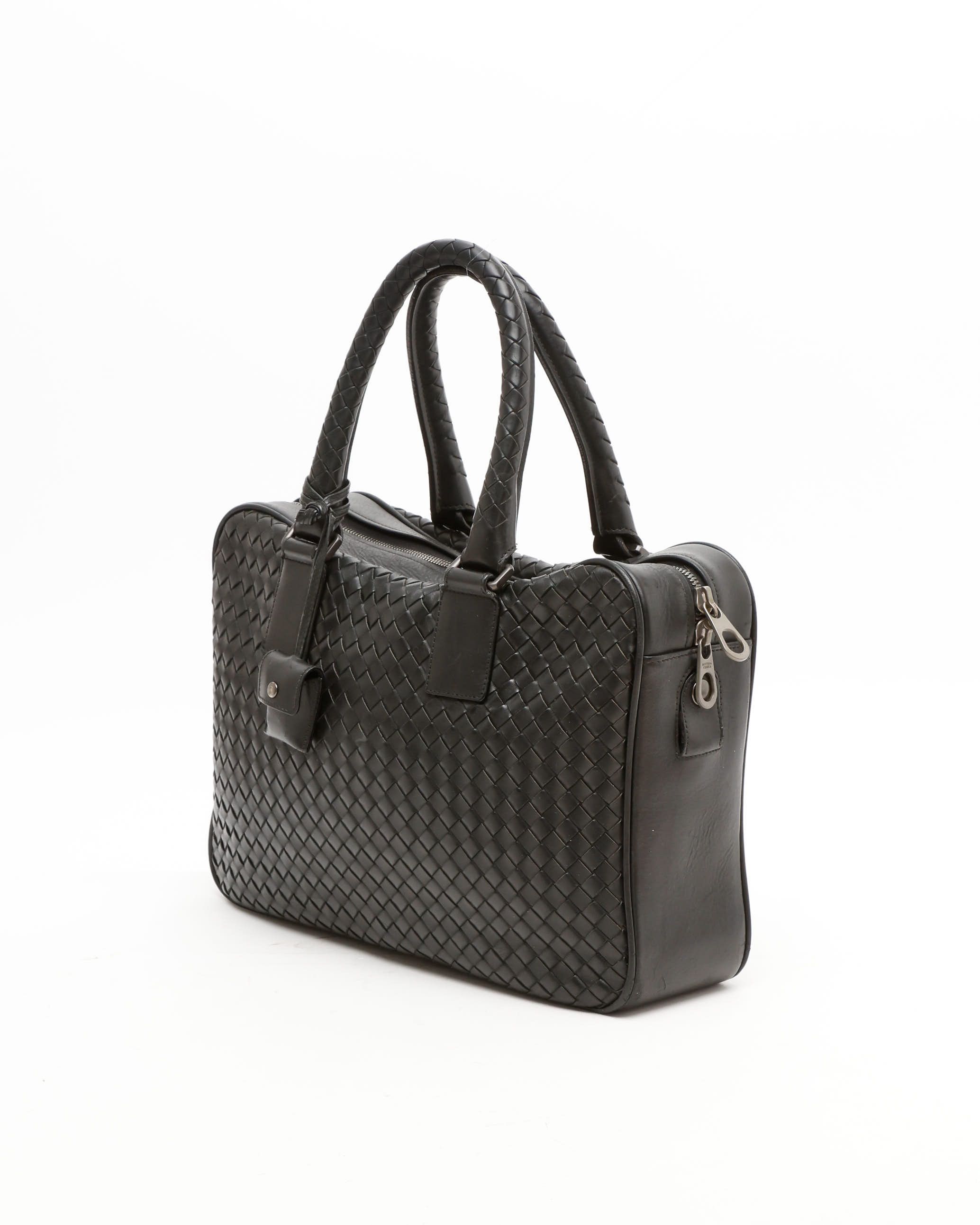 Bottega Veneta Intrecciato Business Bag In Black