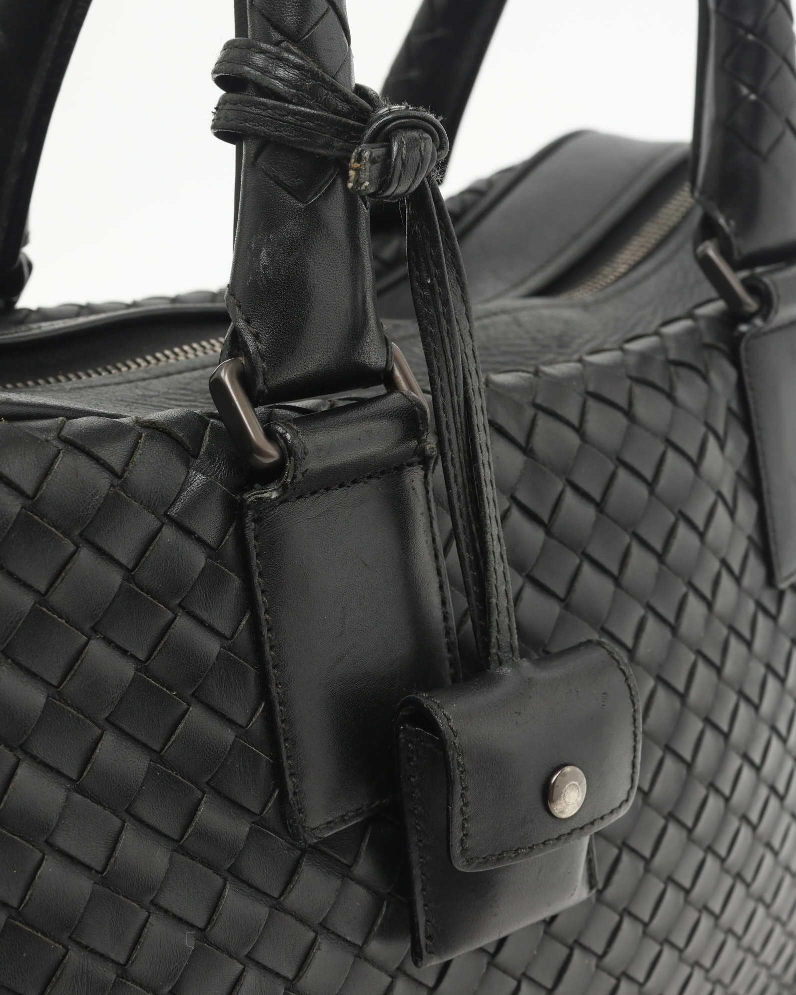 Bottega Veneta Intrecciato Business Bag In Black