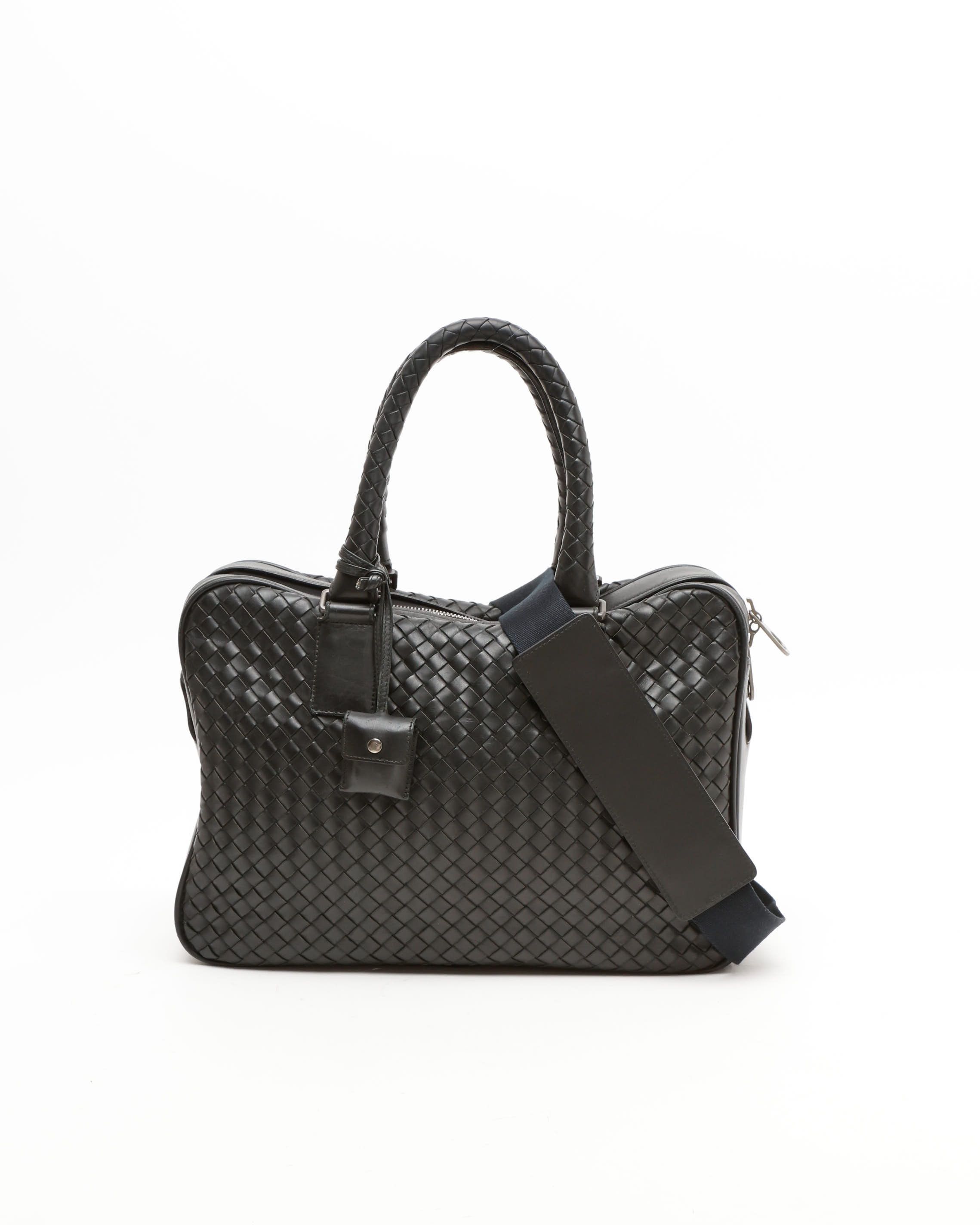 Bottega Veneta Intrecciato Business Bag In Black