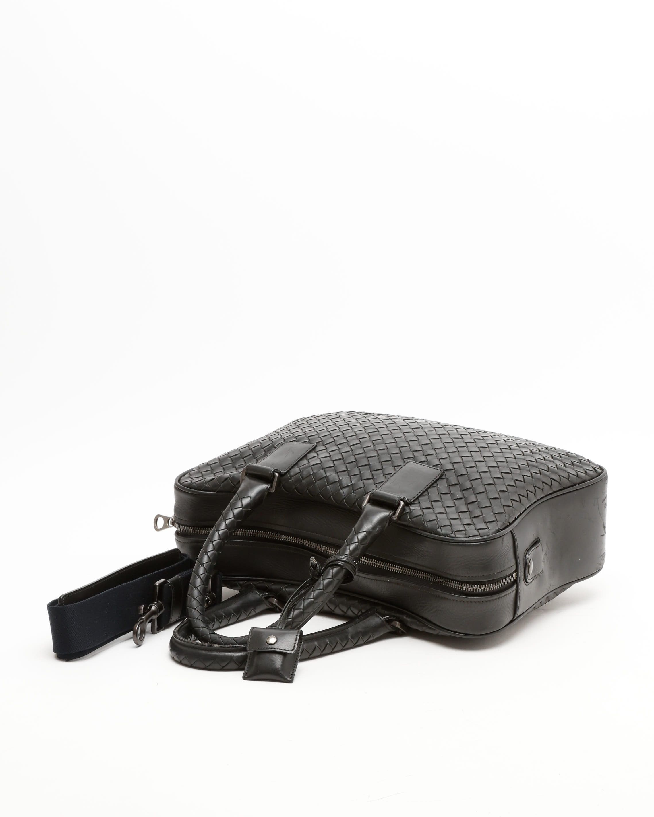 Bottega Veneta Intrecciato Business Bag In Black