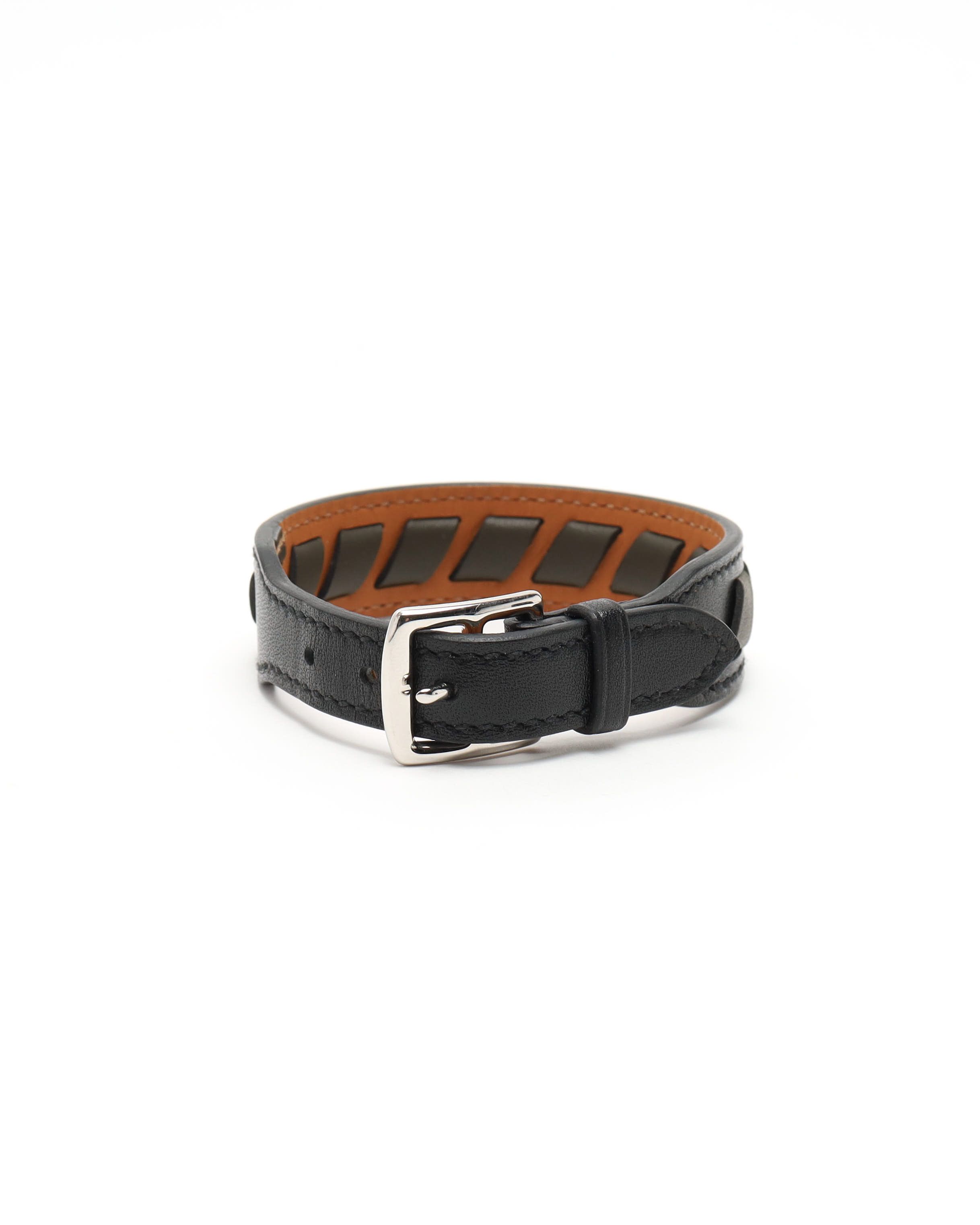 Pre-owned Hermes Hermès Leather Bracelet In Black